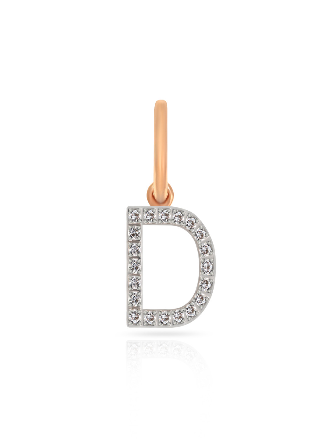 BHIMA 18K BIS Hallmark 750 Purity Rose Gold Alphabet D Diamond Pendant
