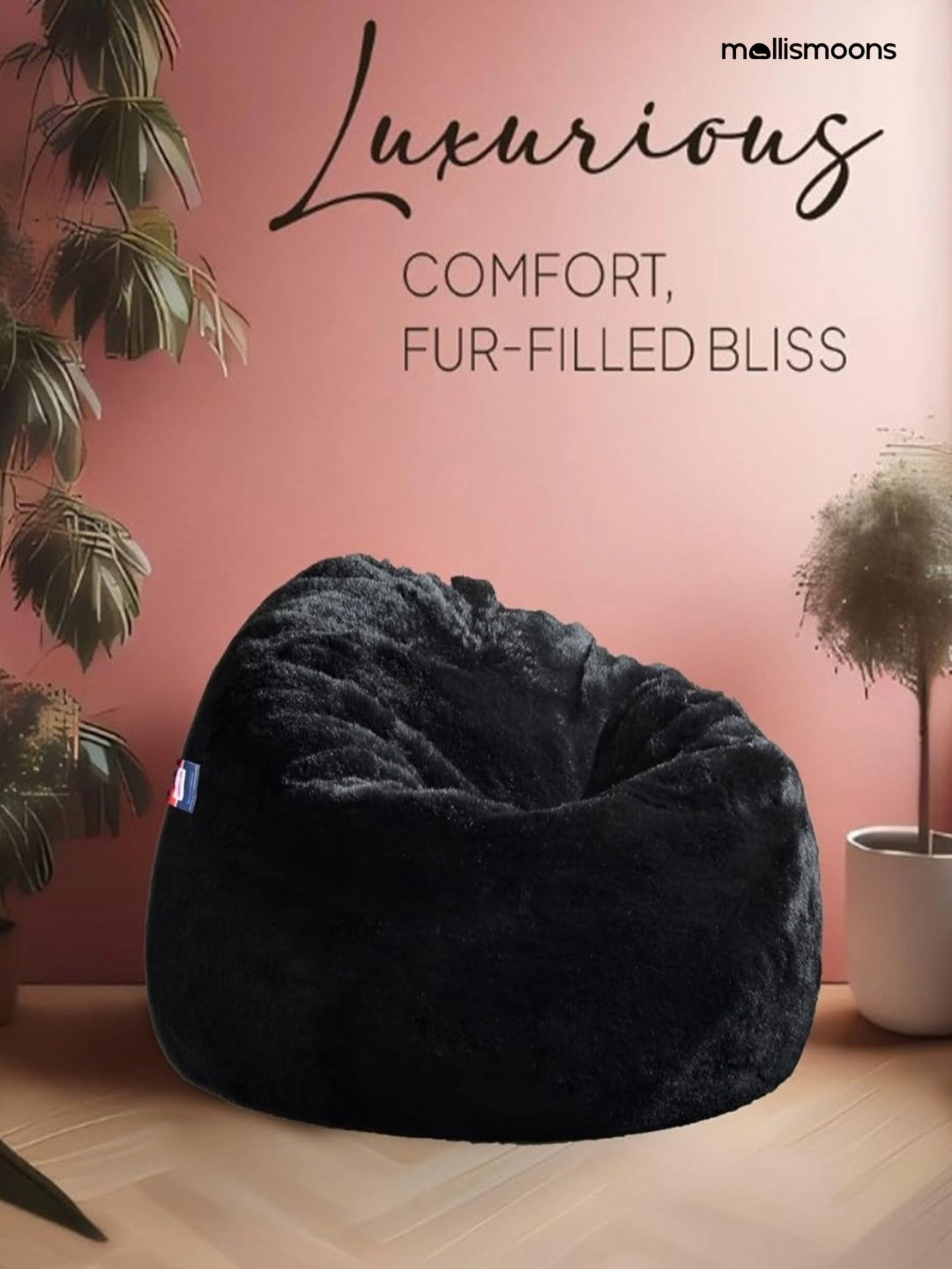 Mollismoons Black Super Soft Bean Bag Cover