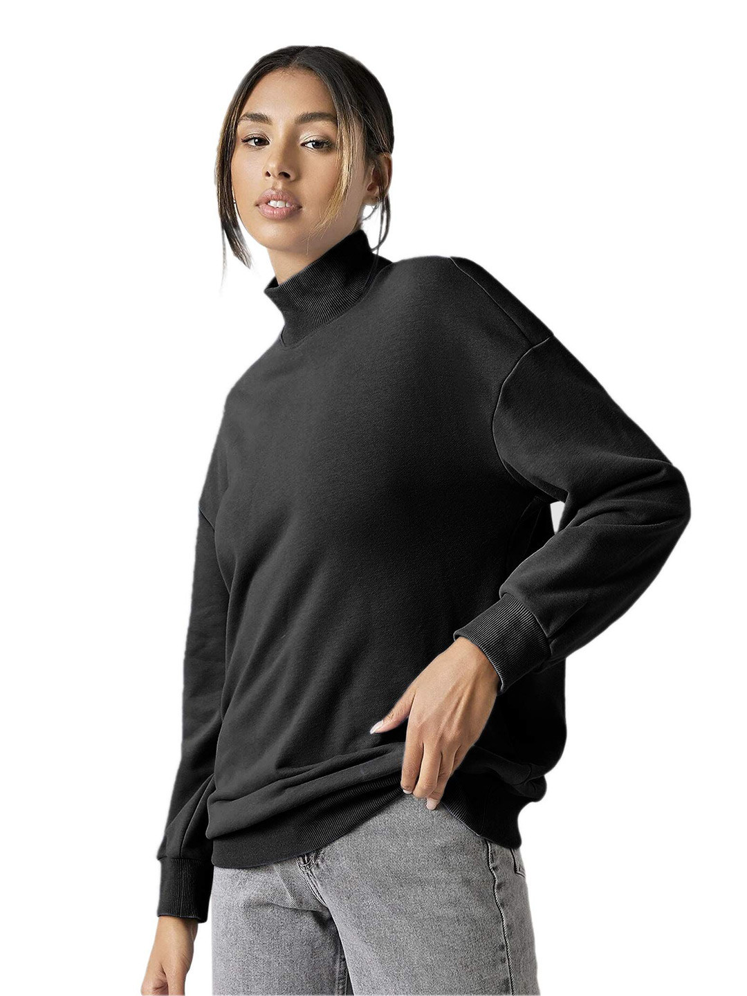 NOTWILD Women High Neck Long Sleeves Sweatshirt