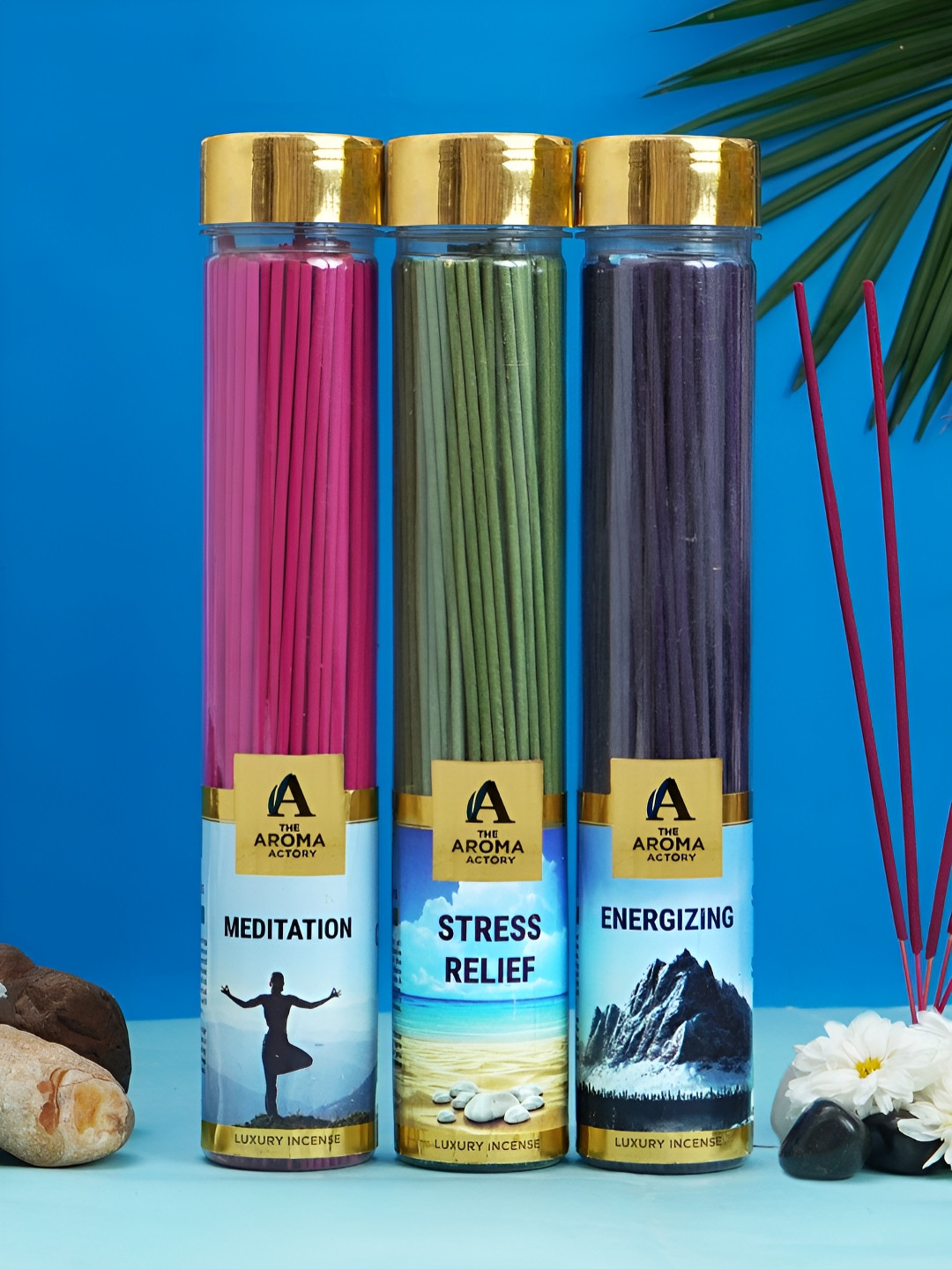 The Aroma Factory Transparent & Gold-Toned 3 Pieces Wooden Natural & Herbal Incense Sticks