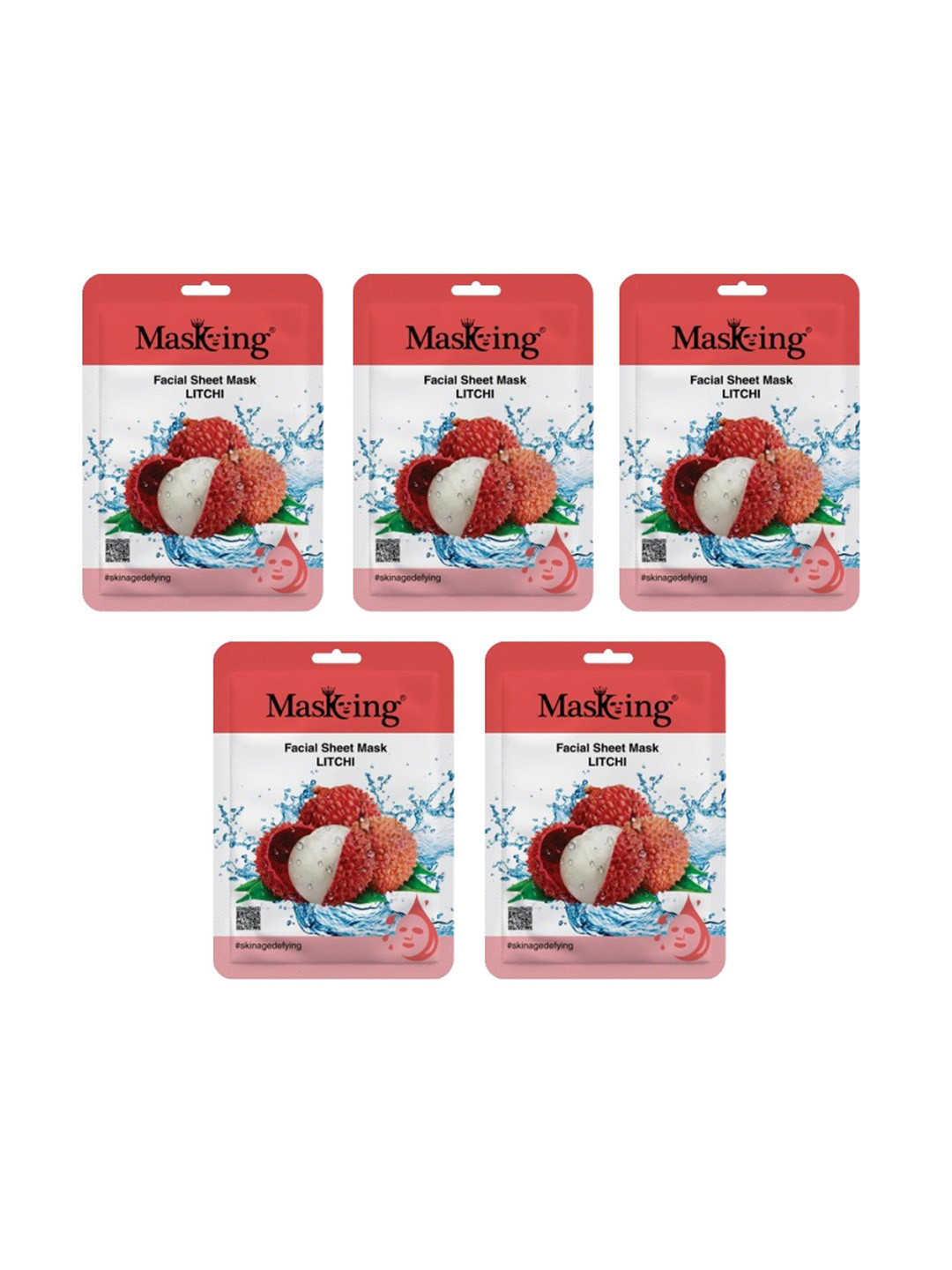 MasKing Set Of 5 Litchi Beauty Facial Sheet Mask- 1Pc Each