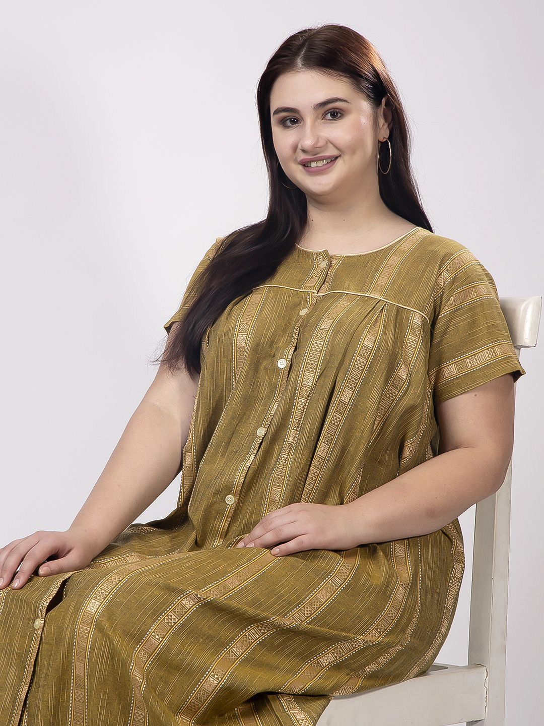 CHUI MUI Printed Front-Open Maxi Nightdress