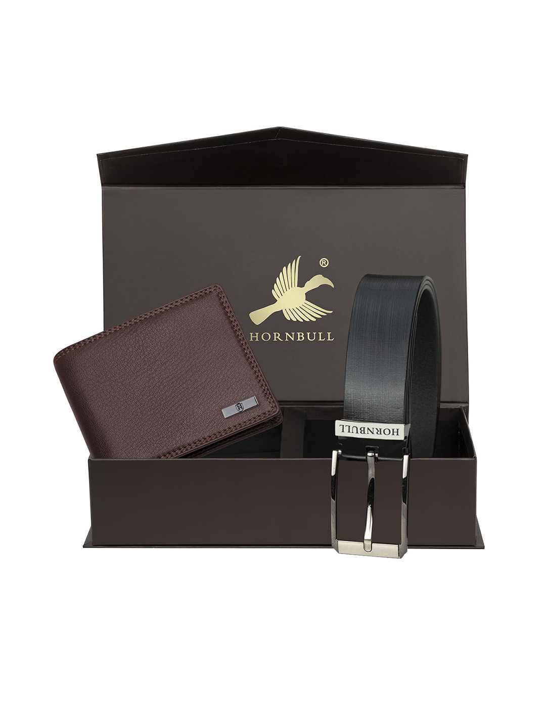 Hornbull Stella Leather RFID Protected Brown Wallet & Black Belt Accessory Gift Set