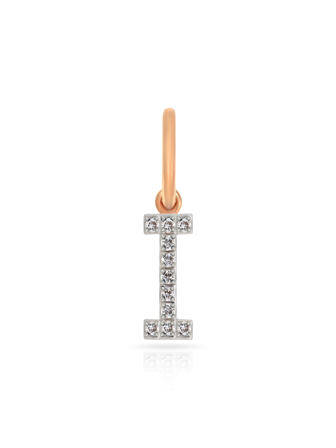 BHIMA 18K BIS Hallmark 750 Purity Rose Gold Alphabet I Diamond Pendant