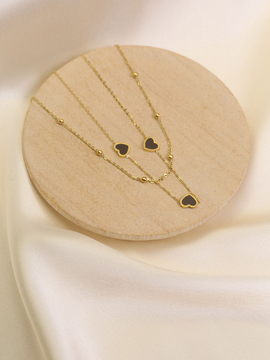 ARTKLIM Gold-Plated Double Layered Heart Minimal Pendant Necklace