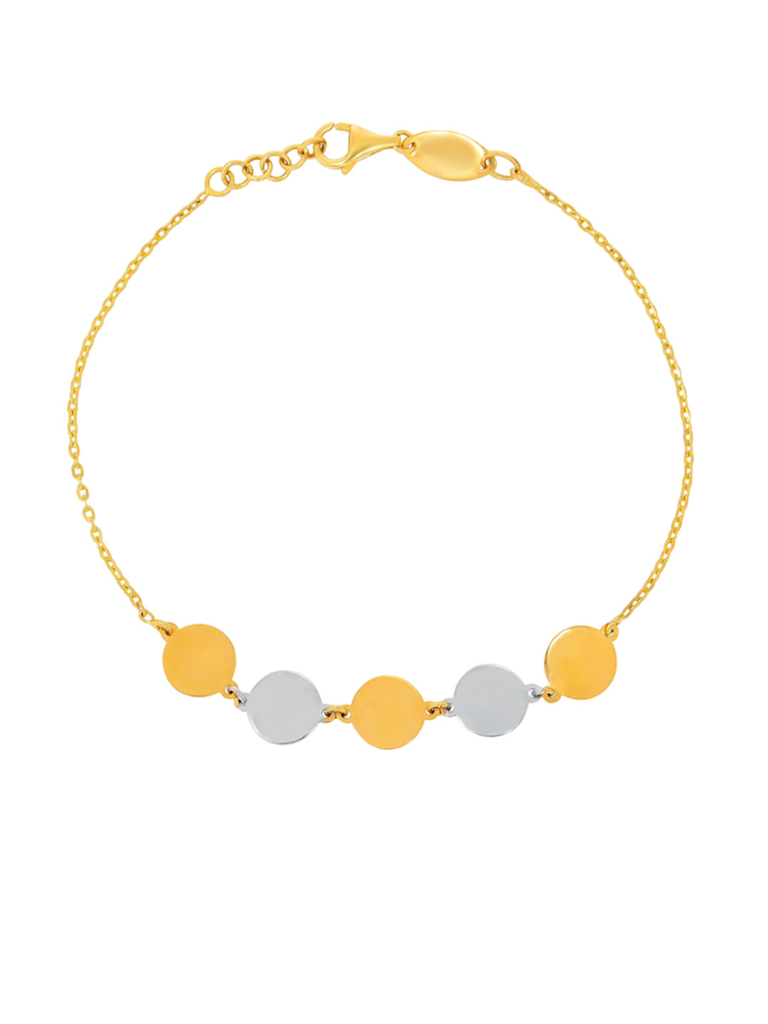 BHIMA 22K BIS Hallmark 916 Purity Yellow Gold Rhodium Round Bracelet