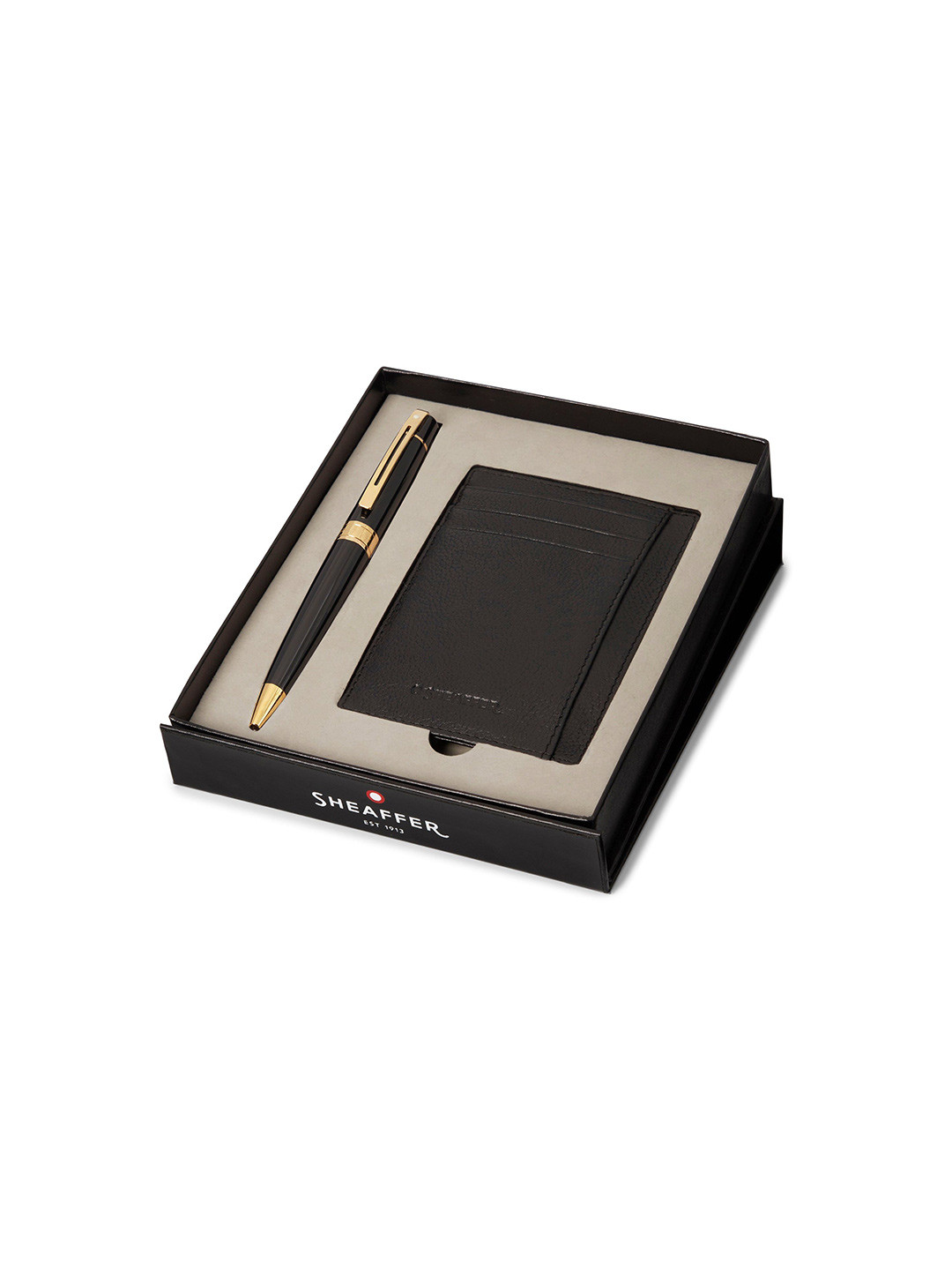 Sheaffer Black with Gold Trim G9325 Gift300 Ballpoint Pen with Credit Card Holder Giftset