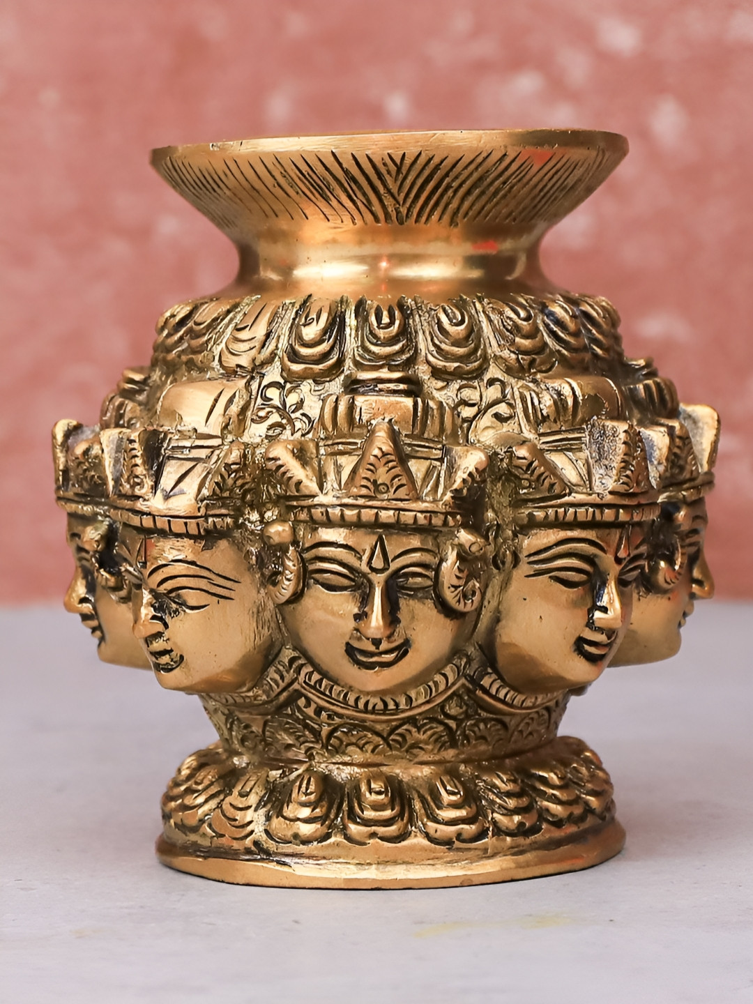 The Advitya Gold-Toned Ashthalakshmi Kalash Religious Curio Showpiece