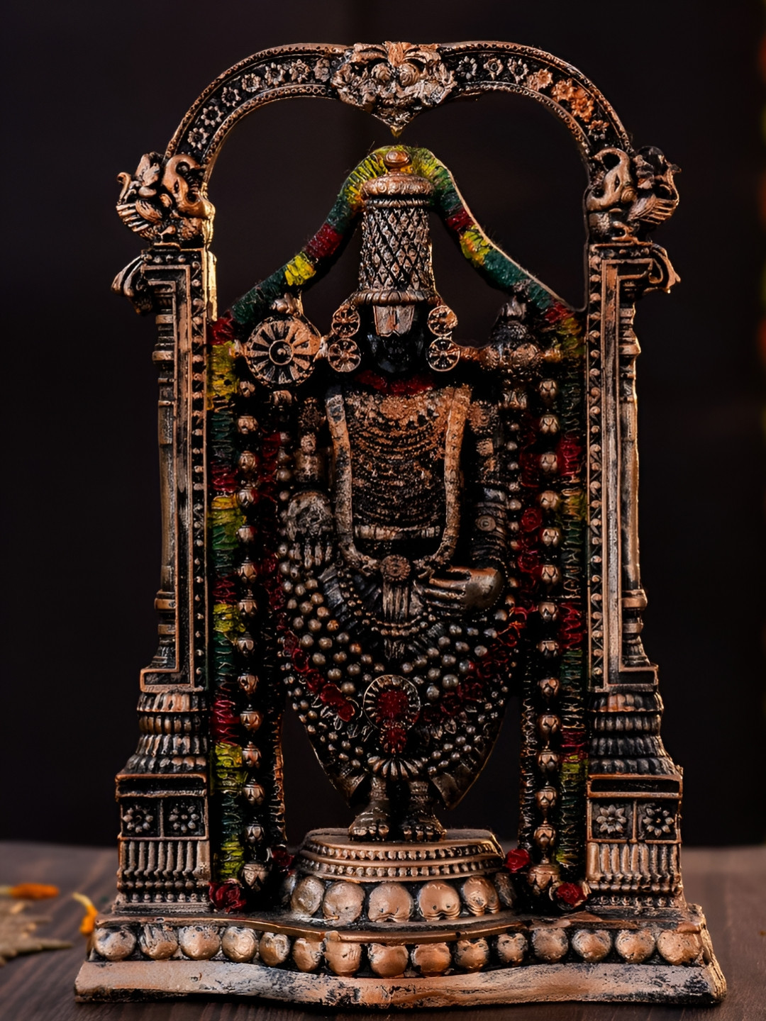 The Advitya Bronze And Black Venkateswara Balaji Religious Idol Showpiece