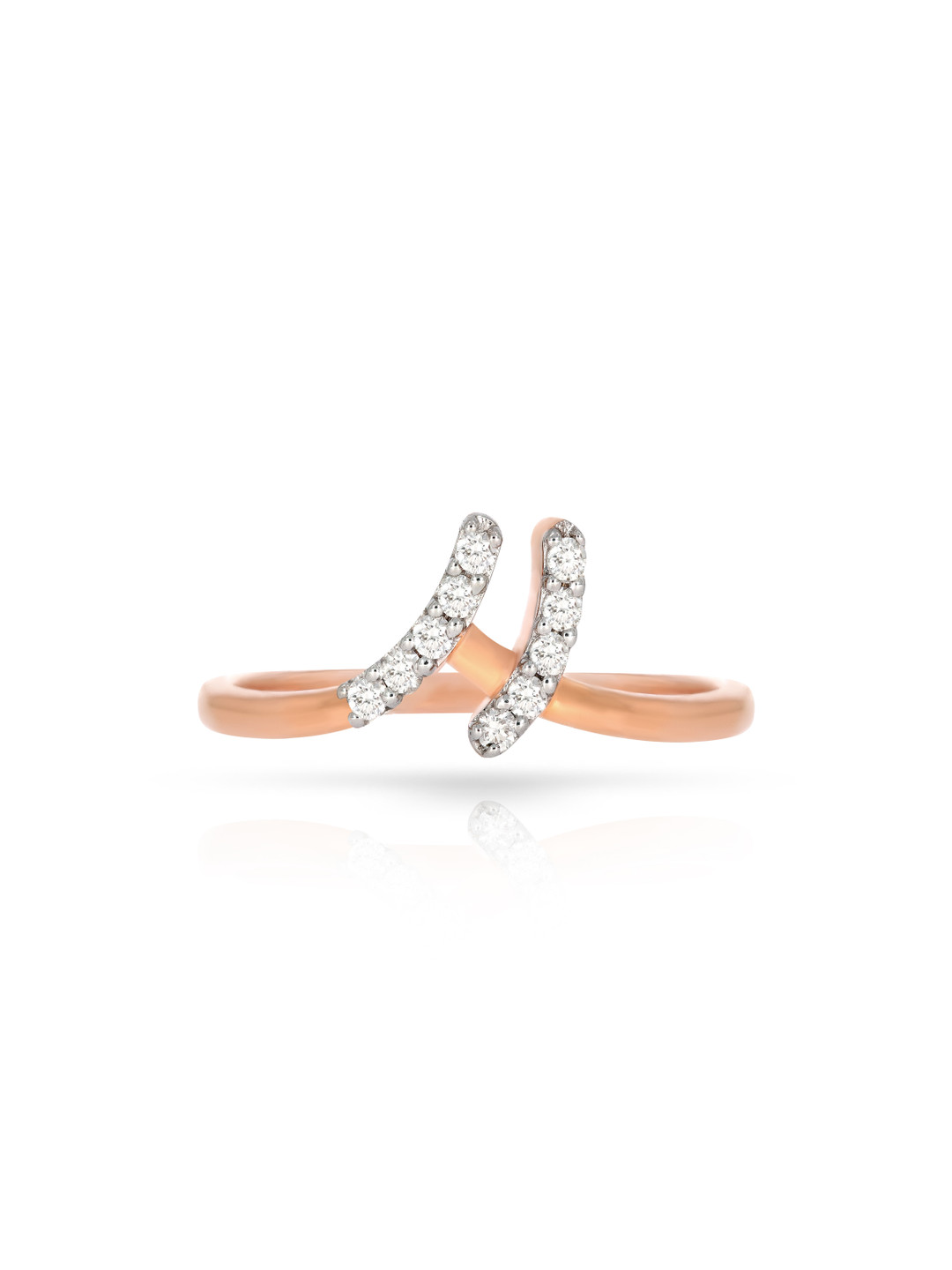 BHIMA 18K BIS Hallmark 750 Purity Rose Gold Eterna Spark Diamond Ring
