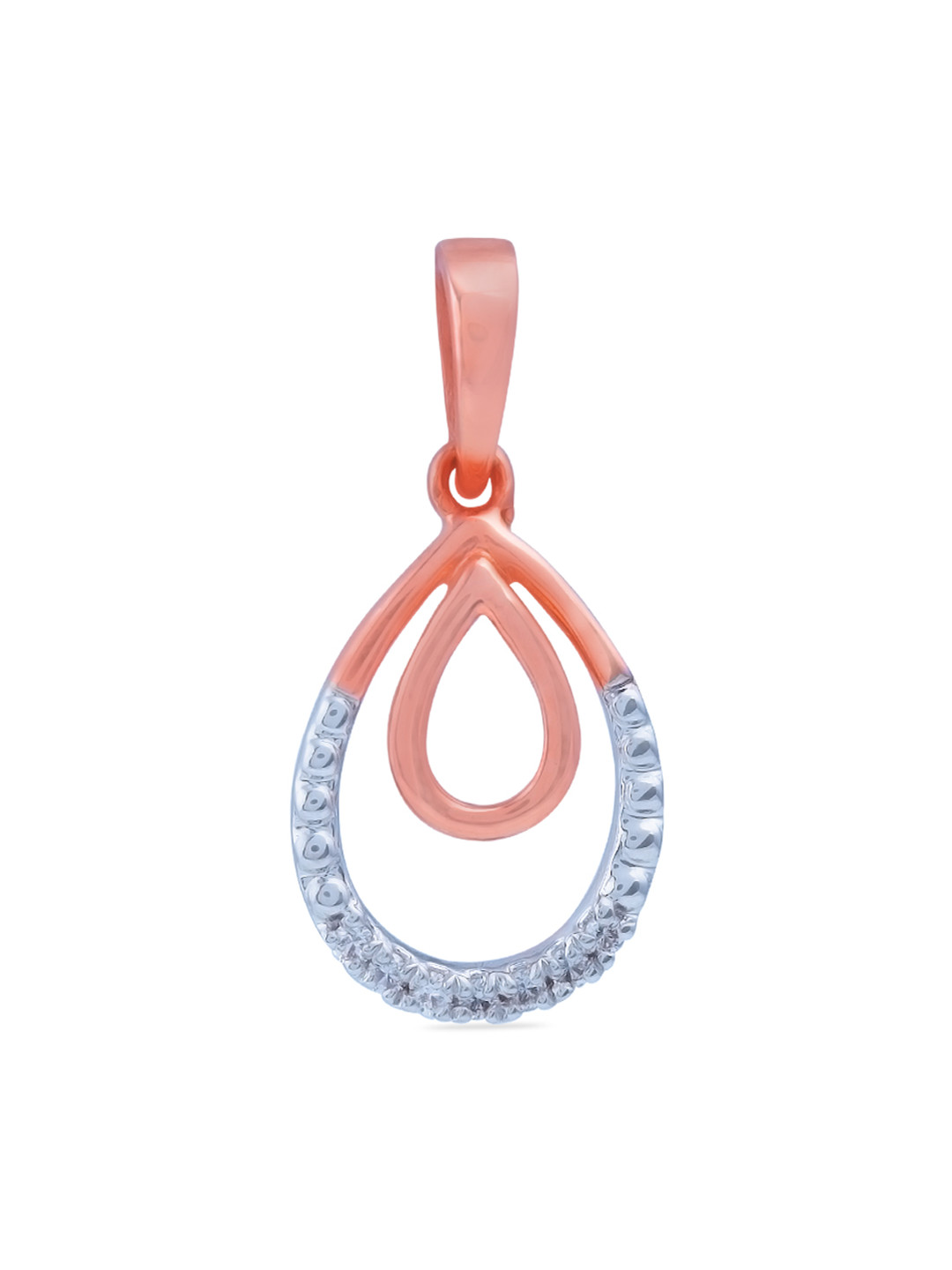 BHIMA Jewels 18K Hallmark 750 Purity Rose Gold Ovel Diamond Pendant