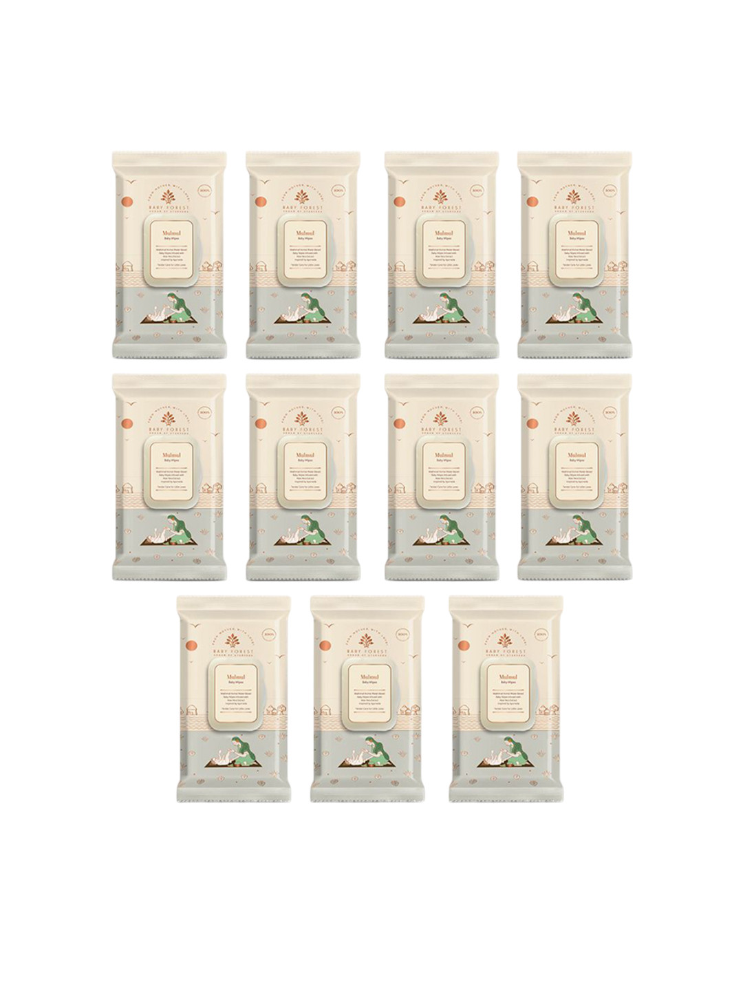 Baby Forest Set Of 11 Mulmul Ultra Soft & Water Based Baby Wipes - 72 Wipes Each