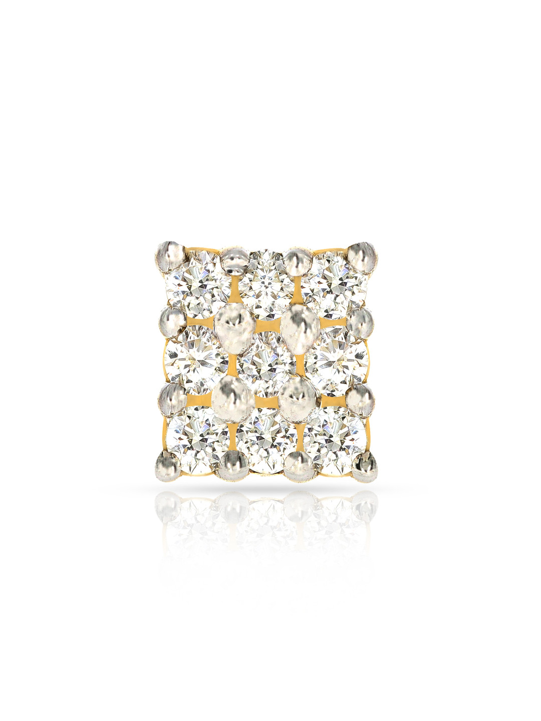 BHIMA 18K BIS Hallmark 750 Purity Yellow Gold Rhombus Stone Diamond Nosepin