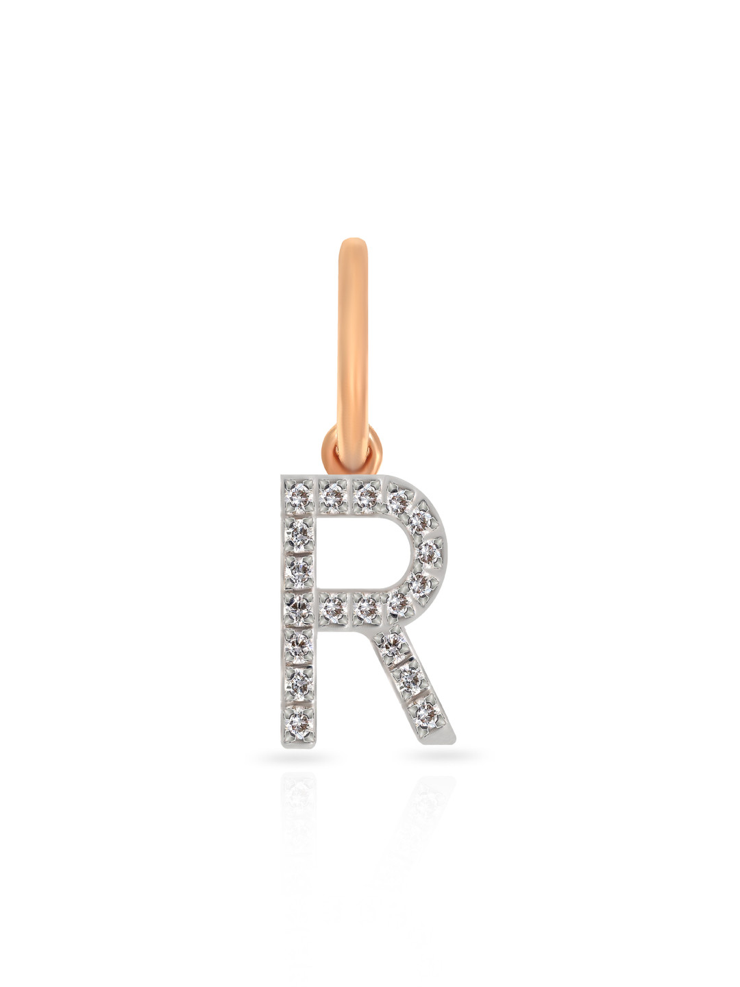 BHIMA 18K BIS Hallmark 750 Purity Rose Gold Alphabet R Diamond Pendant