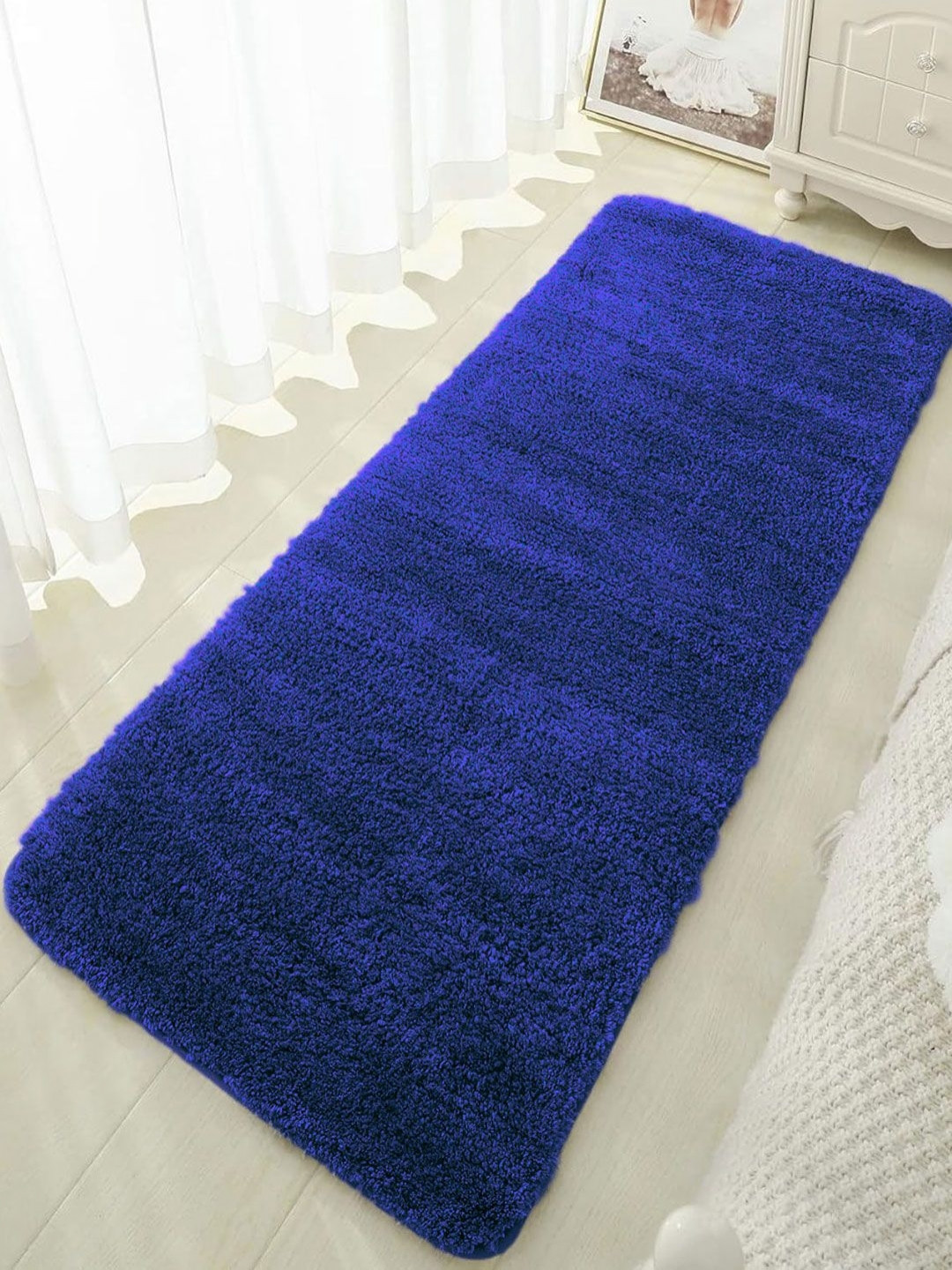 LUXEHOME INTERNATIONAL Navy Blue Microfiber Quick Drying Floor Runner
