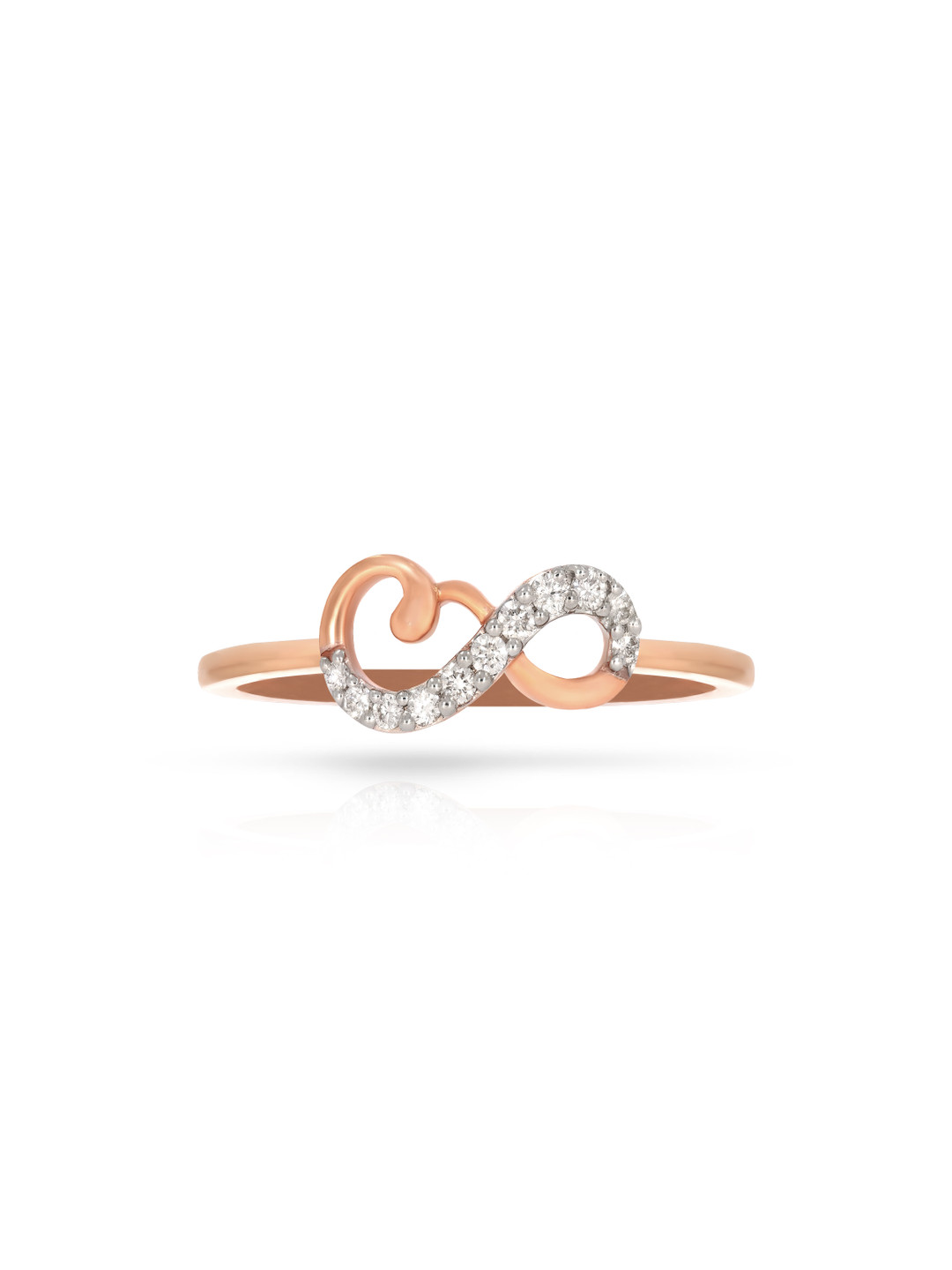 BHIMA 18K BIS Hallmark 750 Purity Rose Gold  Infinity Stone Diamond Ring