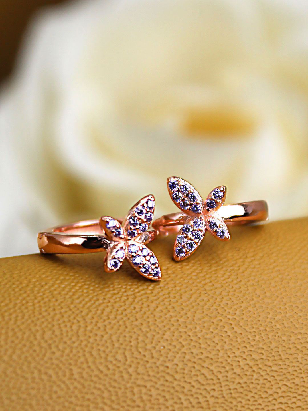 DEVASHREE 925 Sterling Silver Rhodium-Plated Cubic Zirconia Studded Classic Hoop Earrings