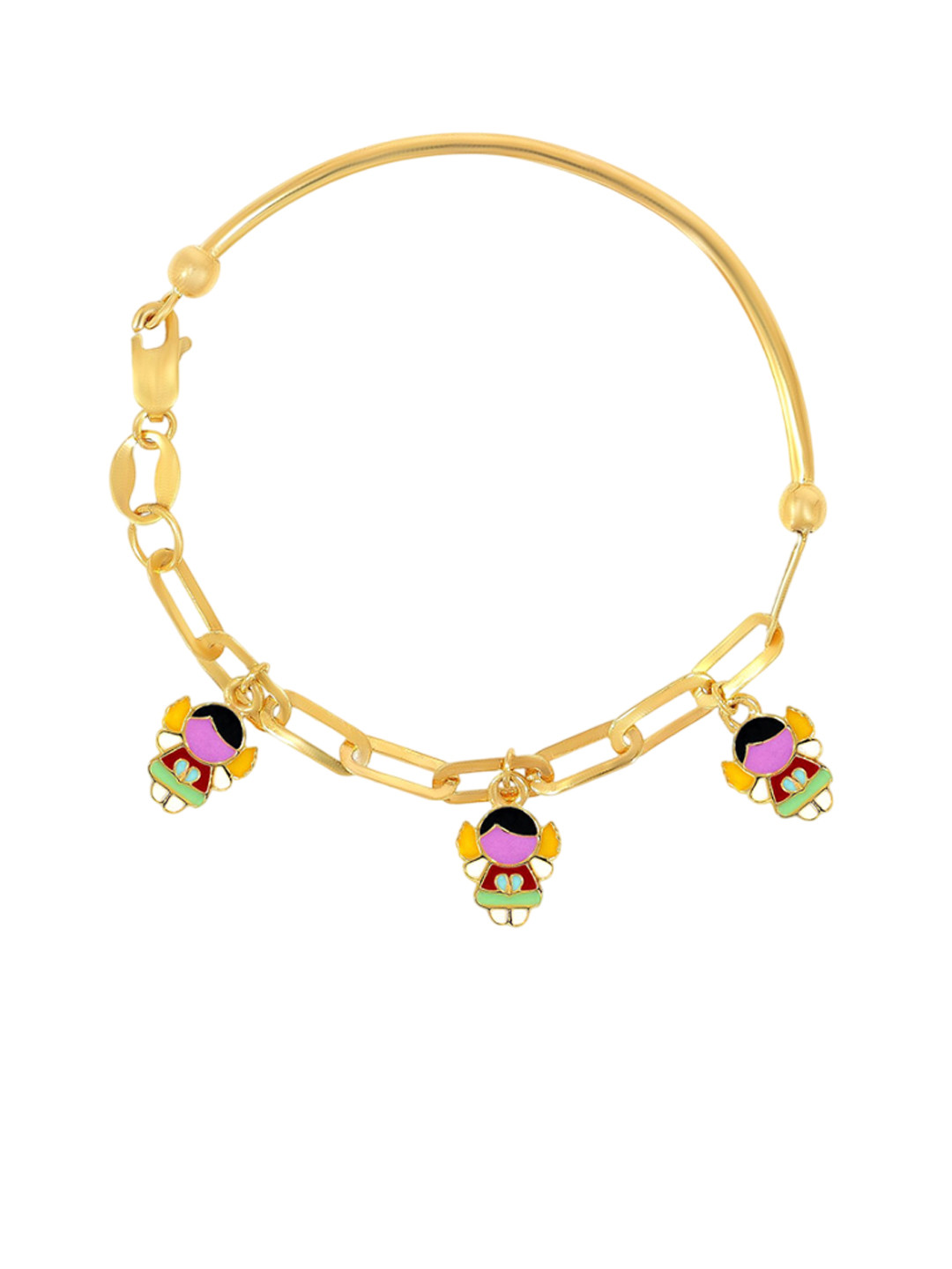 BHIMA 22K BIS Hallmark 916 Purity Yellow Gold Enamel Charms Kids Bracelet