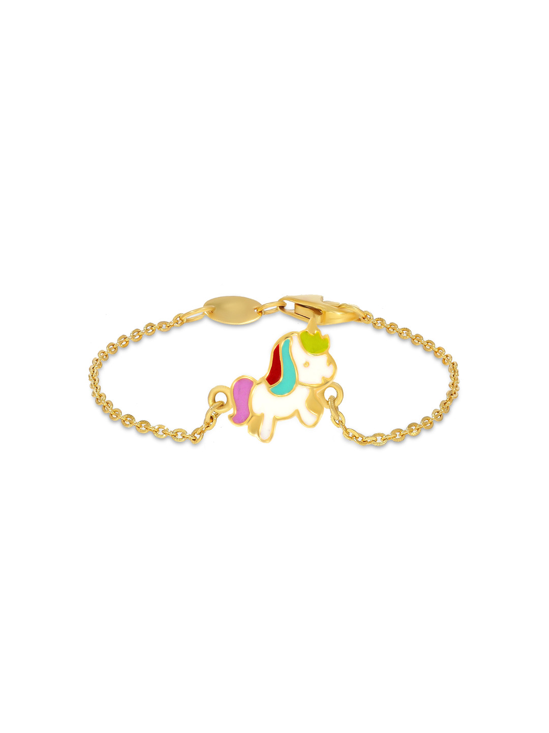 BHIMA 22K BIS Hallmark 916 Purity Yellow Gold Unicorn Kids Bracelet