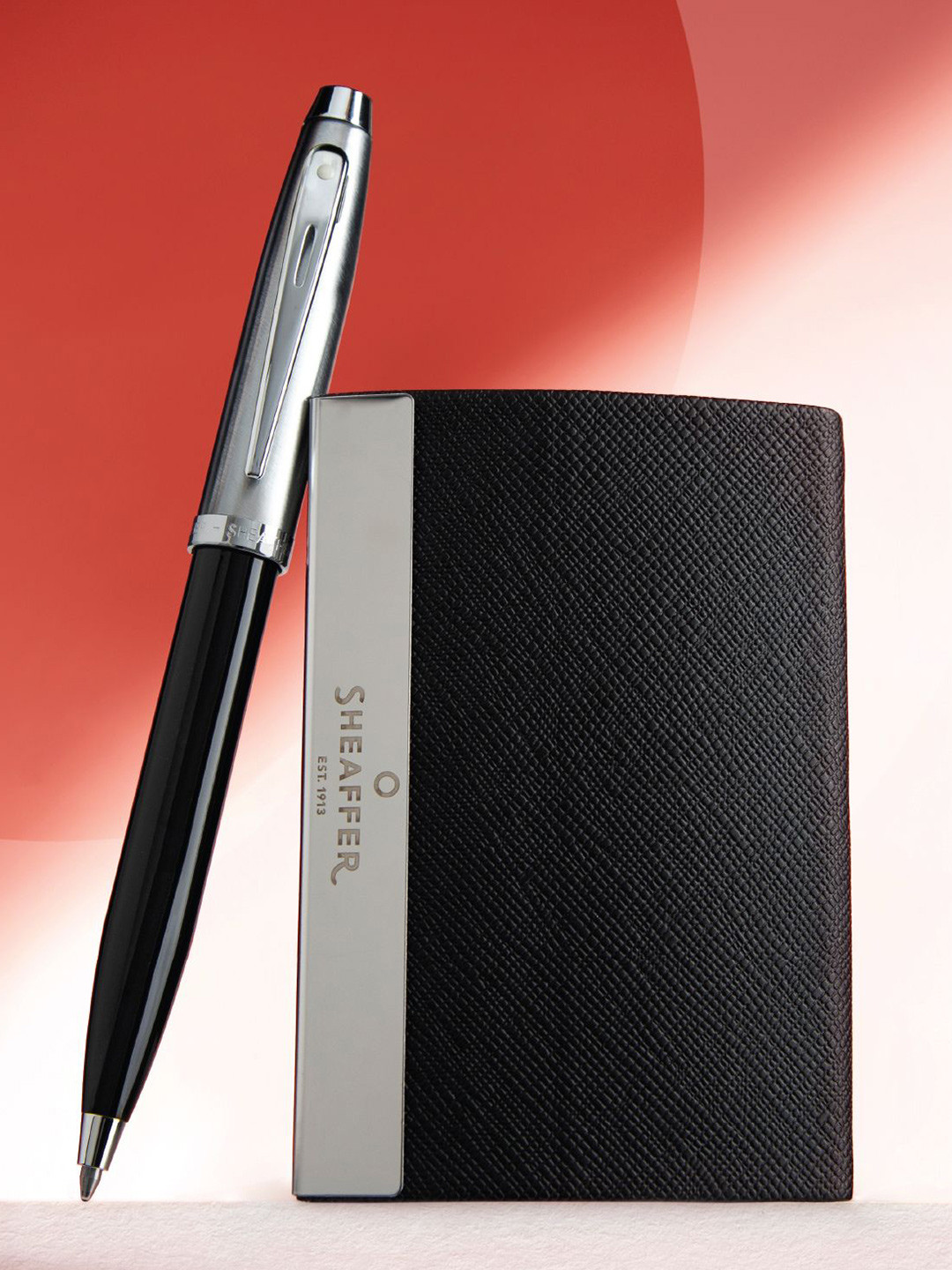 Sheaffer Black with Chrome Trim G9313 Ballpoint Pen with Business Card Holder Giftset