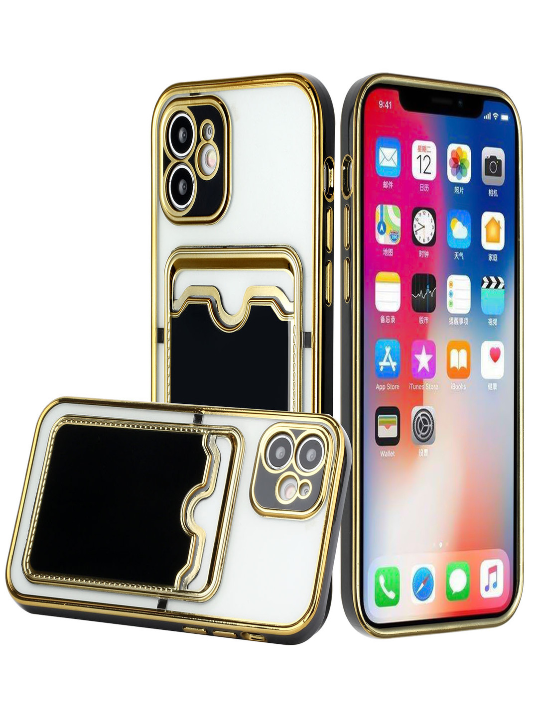 Luxury Kase Solid iPhone 11 Electroplated Phone Case With Card Holder Back Case