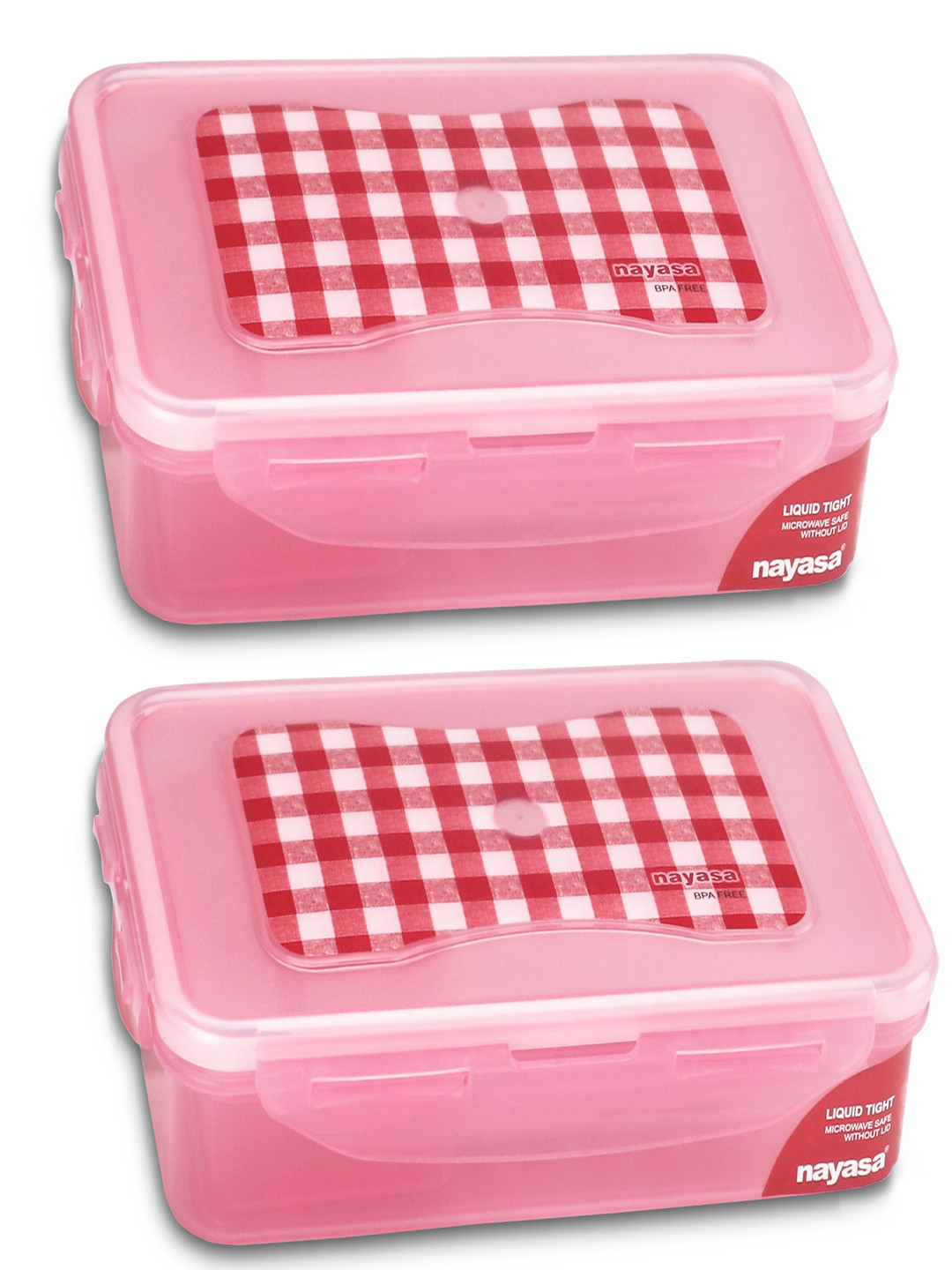 Nayasa Super Lock Deluxe Airtight Leakproof Checkered 2PCs Lunch Box With Spoon and Fork