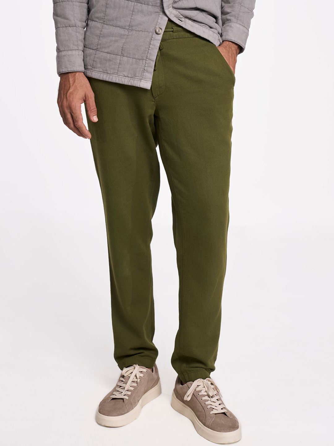 Terra Luna Men Tailored Slim Fit Mid-Rise Cotton Trousers