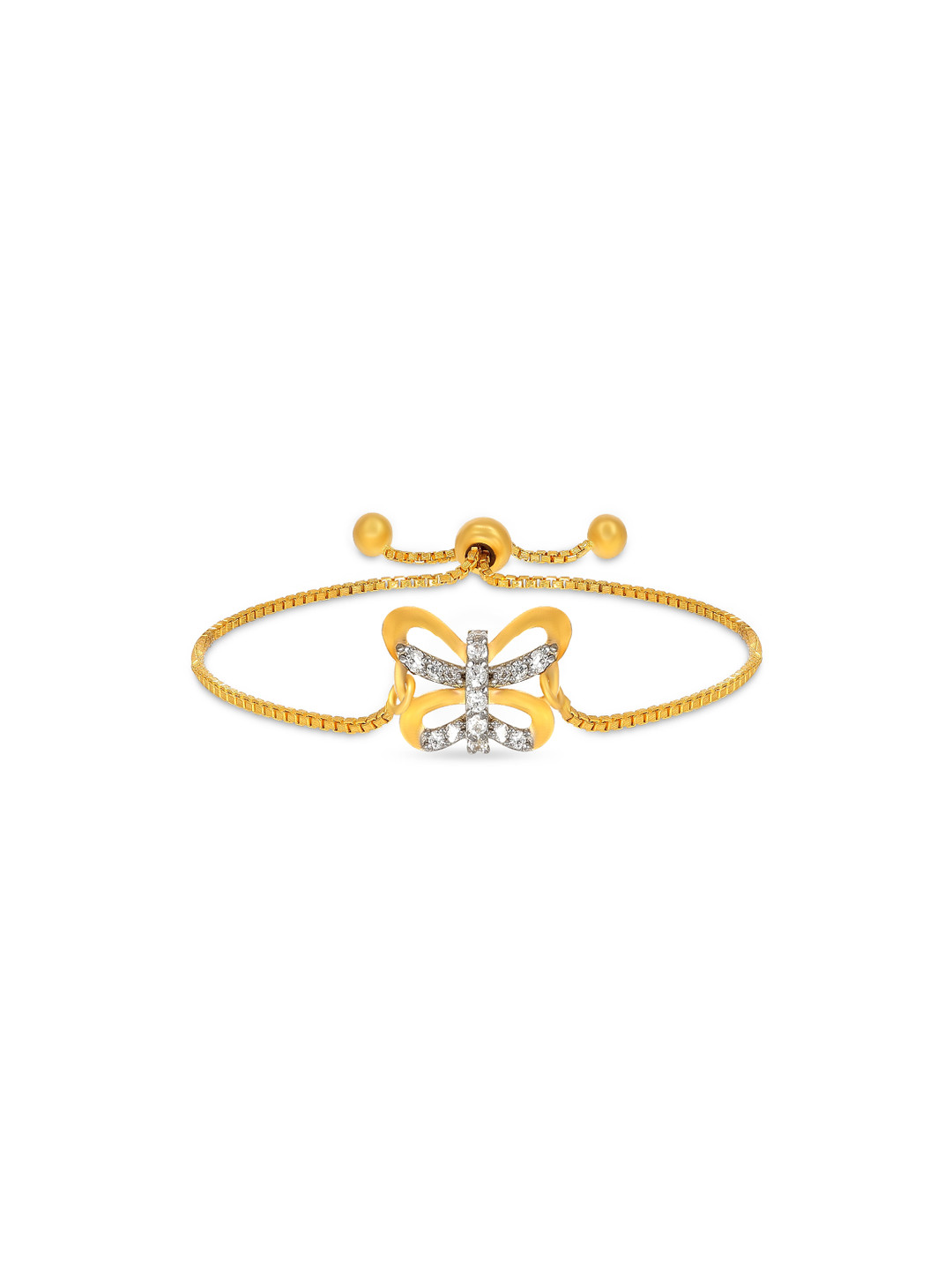 BHIMA 22K BIS Hallmark 916 Purity Yellow Gold Butterfly Adjustable Kids Bracelet