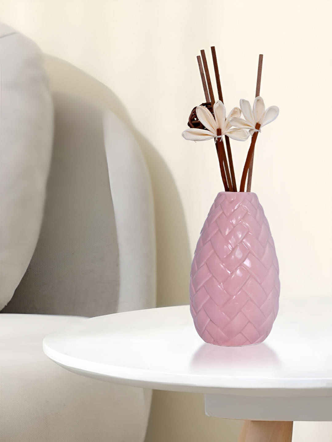 Cortina Pink Textured Ceramic Decorative Flower Vase