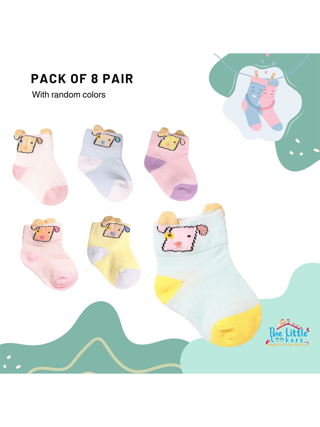 The Little Lookers Kids Pack Of 8 Assorted Cotton Ankle Length Socks