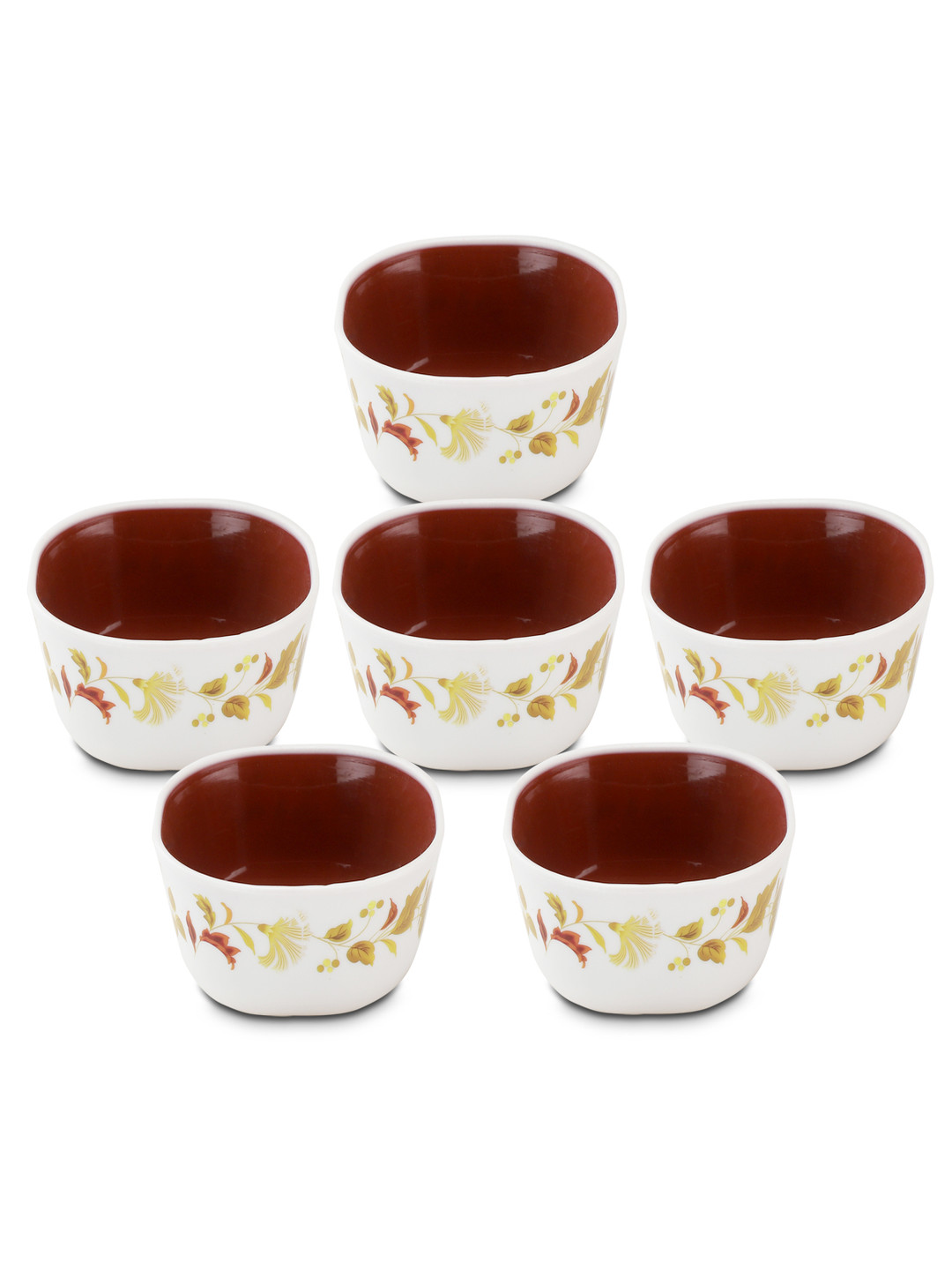 Nayasa Microfresh Square Deluxe Set of 6 Brown Serving Bowl Set - 200 ML