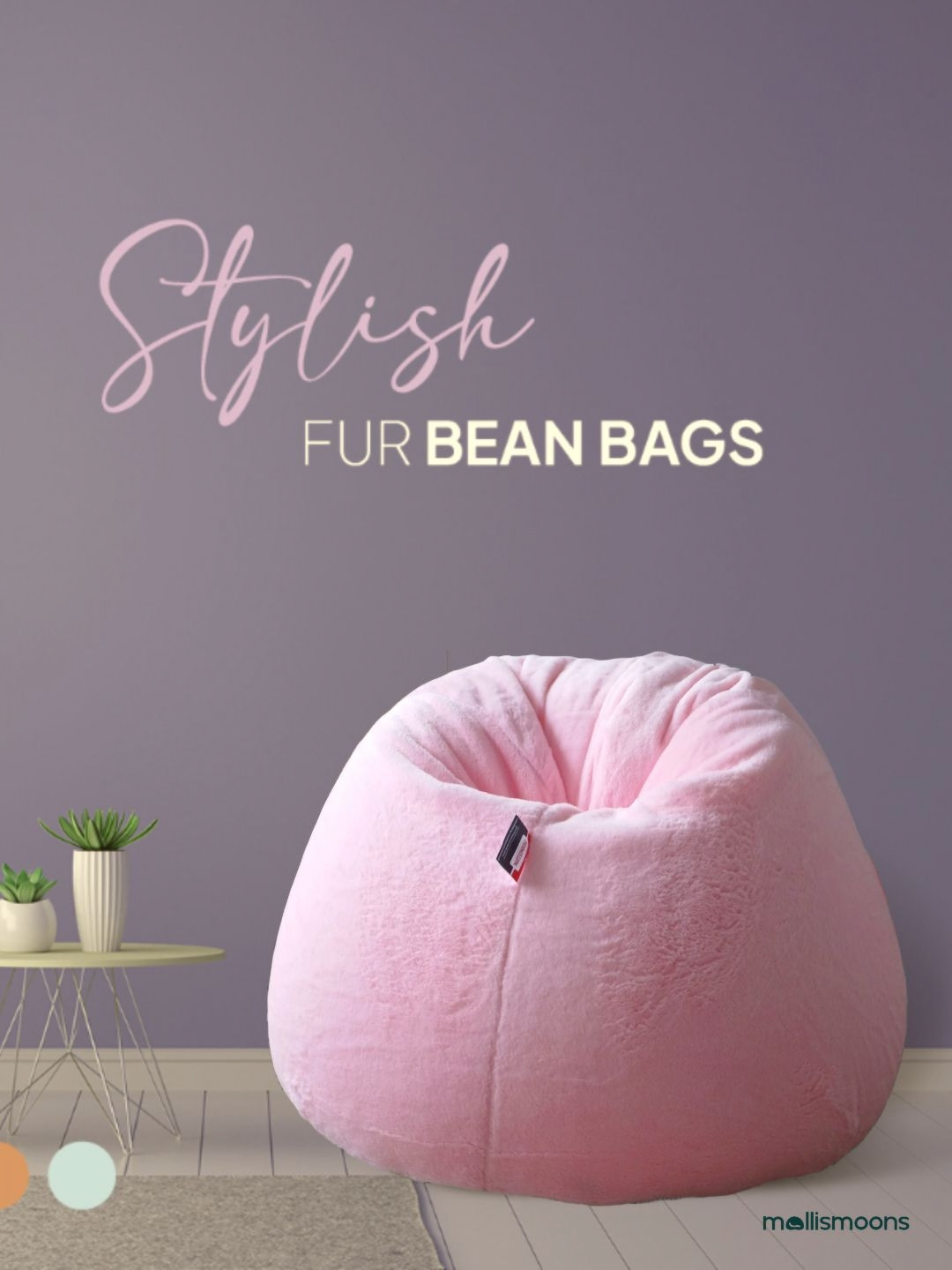 Mollismoons Pink Super Soft Bean Bag Cover