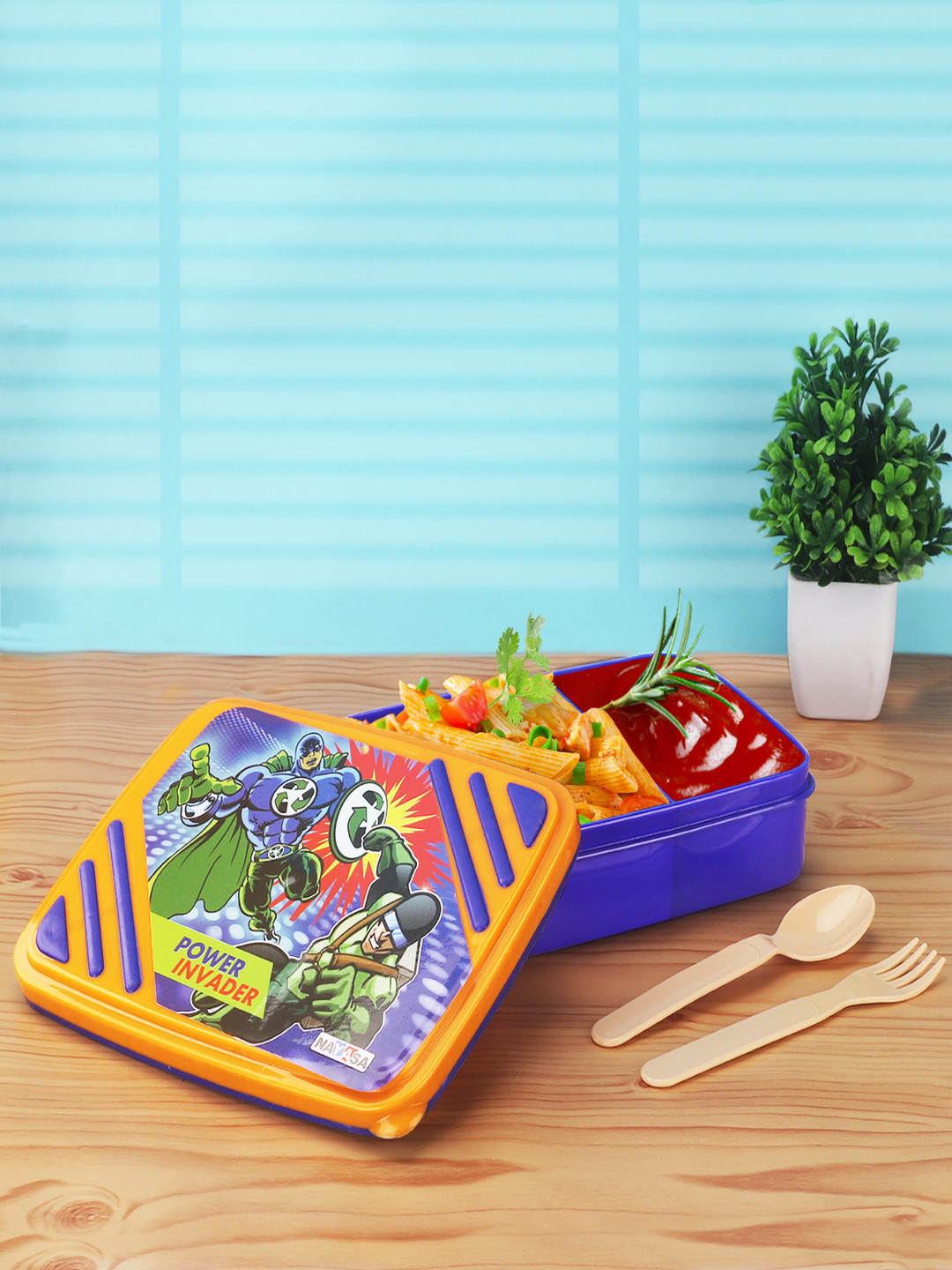 Nayasa Spill Guard No. 4 Airtight Leakproof BPA Free 3PCs Lunch Box With Spoon and Fork