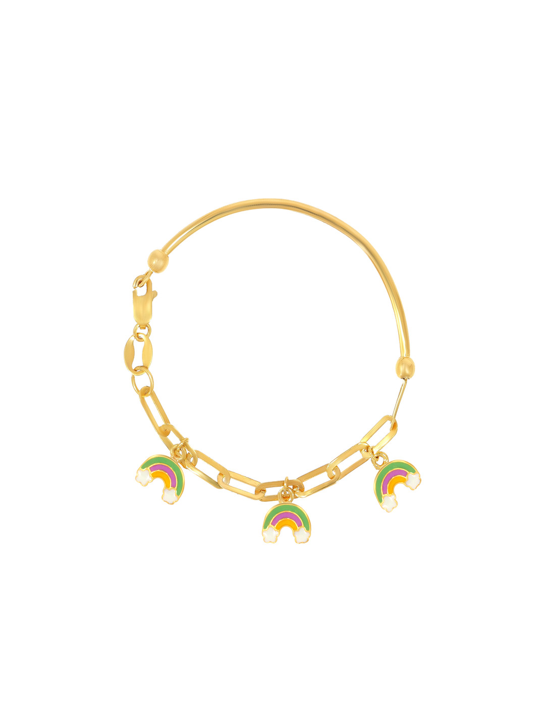BHIMA 22K BIS Hallmark 916 Purity Yellow Gold Rainbow Charm Kids Bracelet