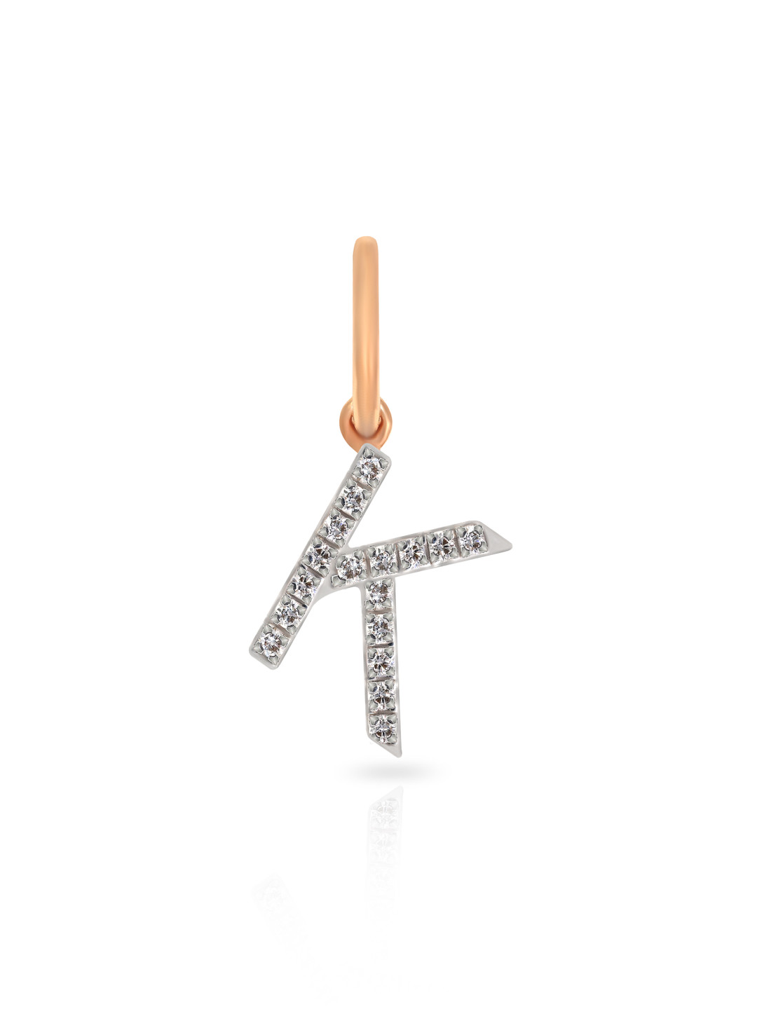 BHIMA 18K BIS Hallmark 750 Purity Rose Gold Alphabet K Diamond Pendant