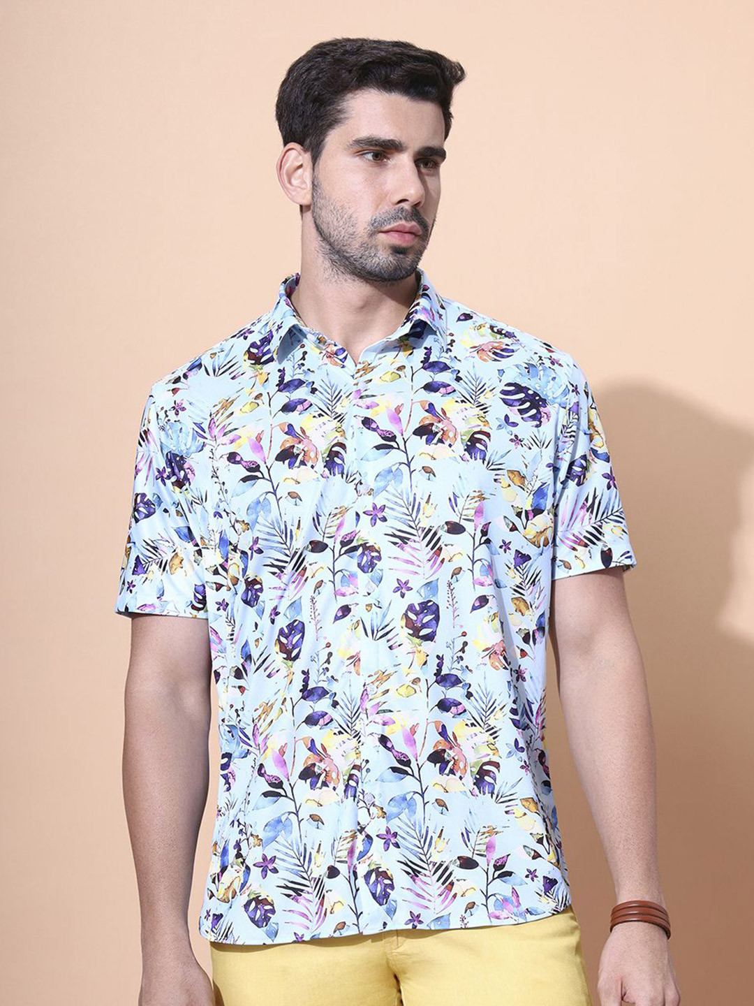 Fesner Men Smart Floral Opaque Printed Party Shirt