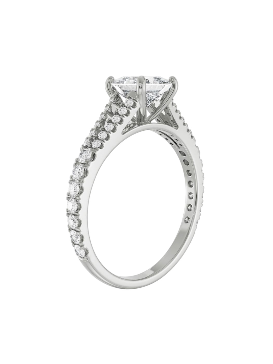 Emori 14 KT White Gold Princess Cut Splendor Diamond Ring -1.19 CT
