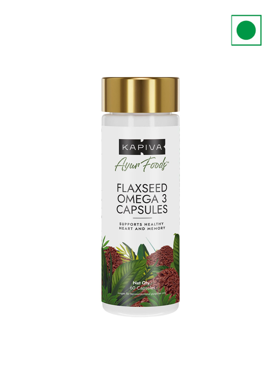 Kapiva Flaxseed Omega 3 Capsules For Better Joint & Heart Health - 60 Nos