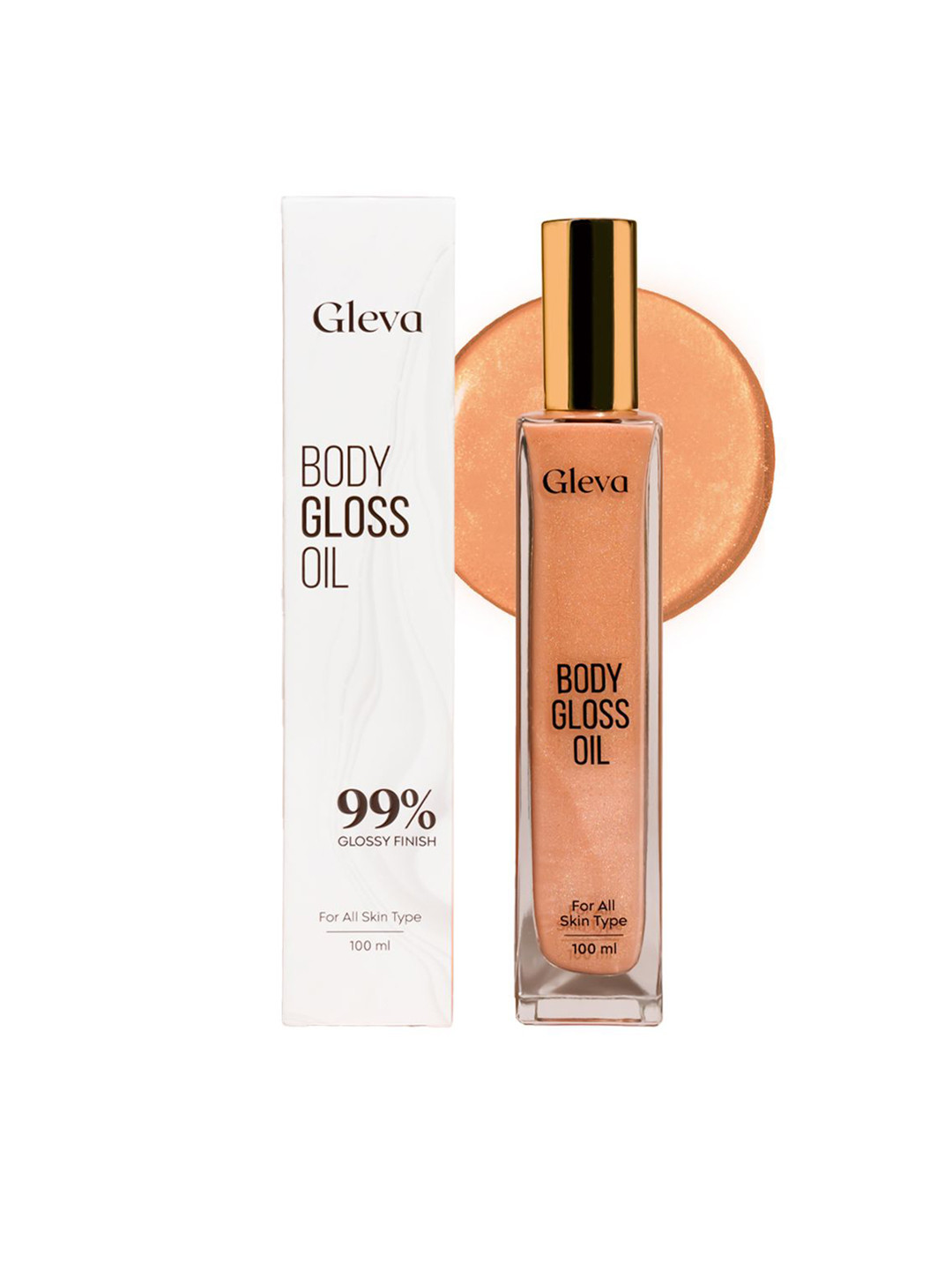 Gleva Lightweight & Fast Absorbing Body Gloss Shimmer Oil With Vitamin E - 100ml