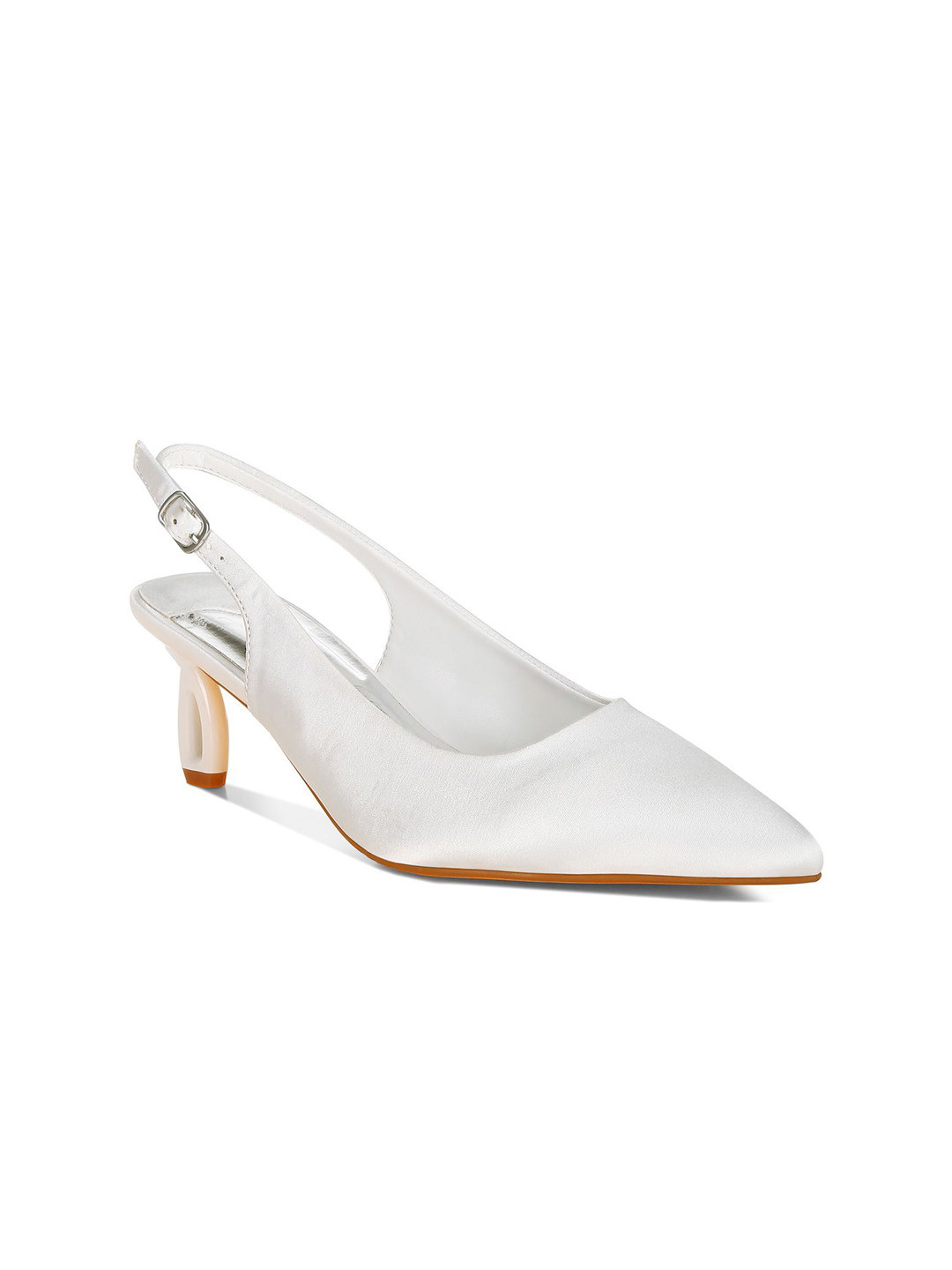 London Rag Women Pointed Toe Kitten Pumps with Buckle