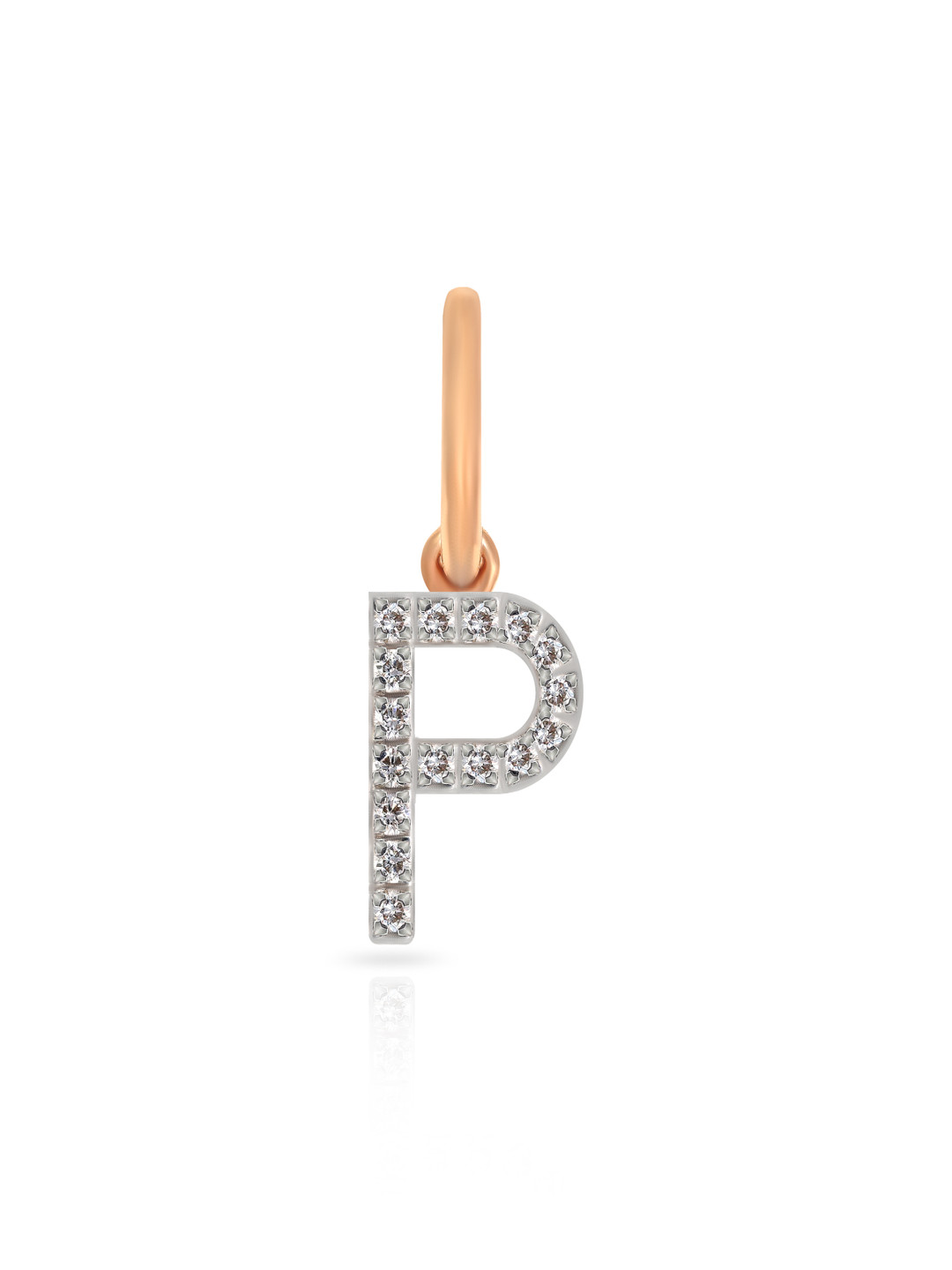 BHIMA 18K BIS Hallmark 750 Purity Rose Gold Alphabet P Diamond Pendant