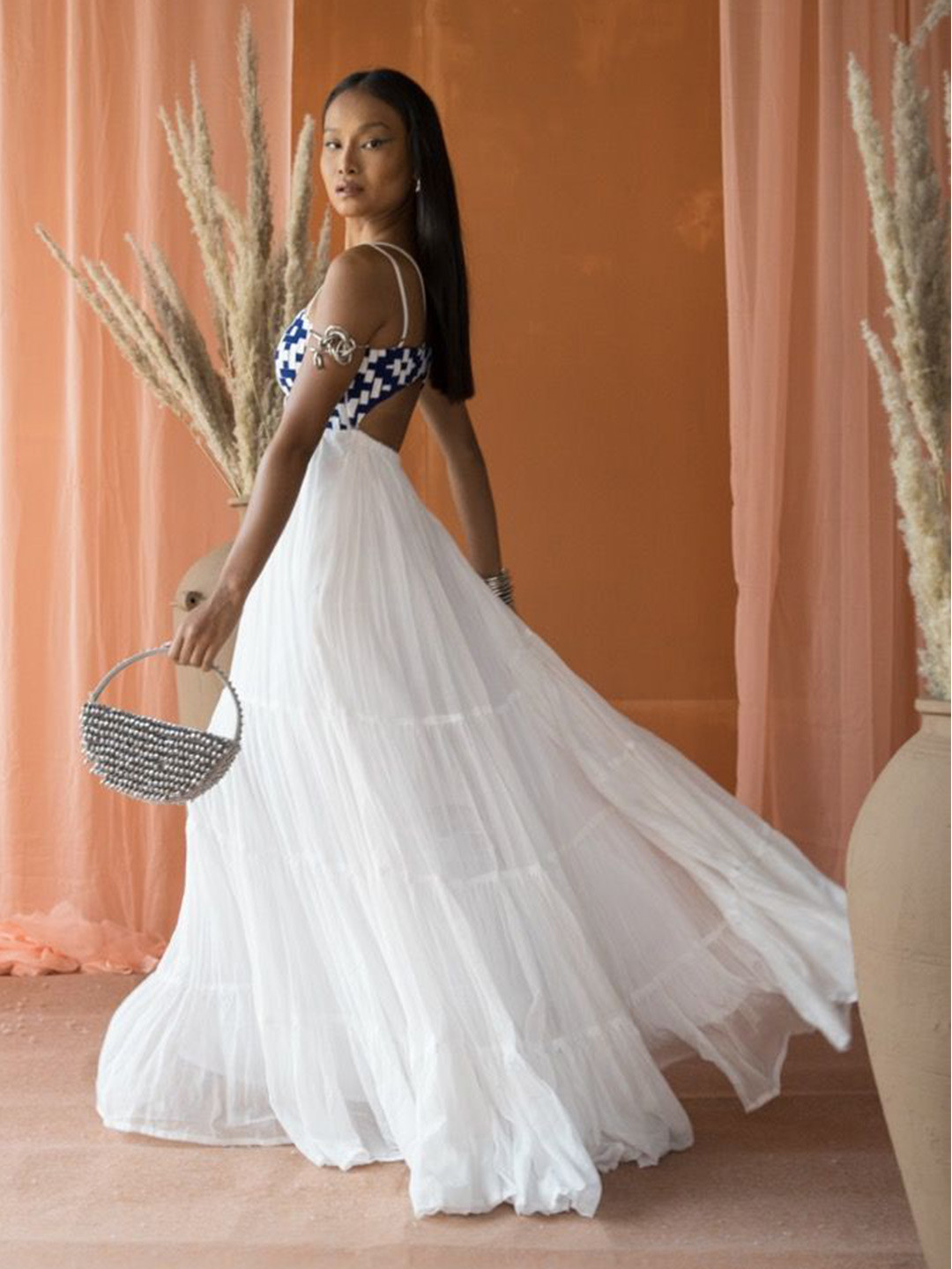 Shivanii Bunaai Maya Cotton Shoulder Straps Cut-Out Maxi Dress