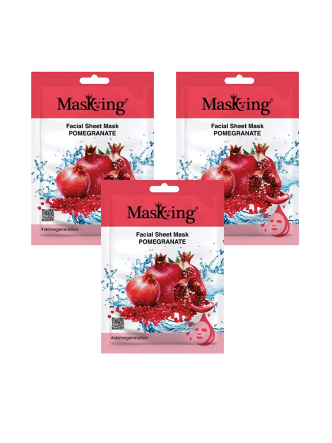 MasKing Set Of 3 Pomegranate Beauty Facial Sheet Mask For Skin Hydration