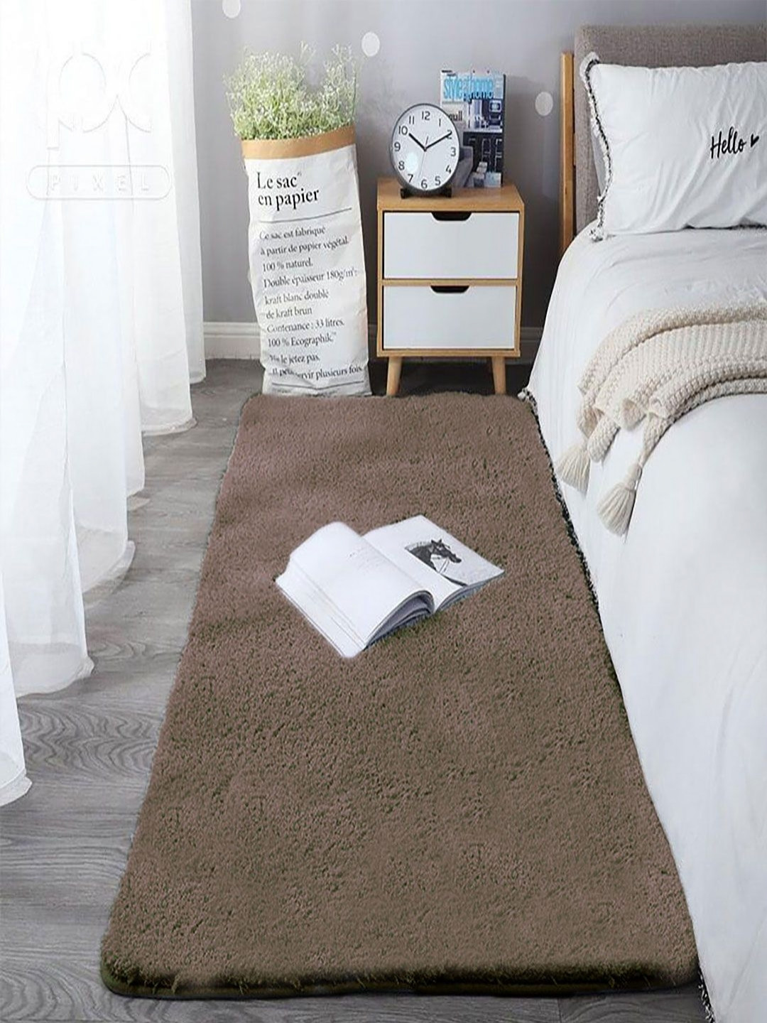 LUXEHOME INTERNATIONAL Brown Microfiber Quick Drying Floor Runner