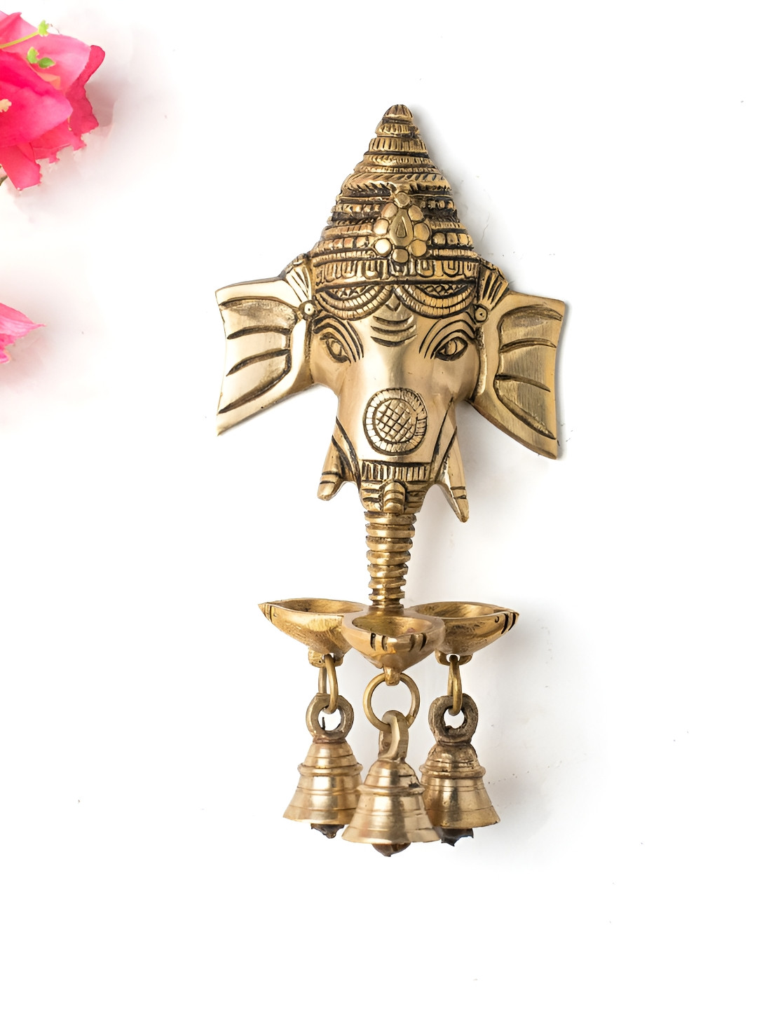 The Advitya Ganesha Face Wall Hanging Brass Ethnic Motifs Antique Spiritual Wall Decor-9In
