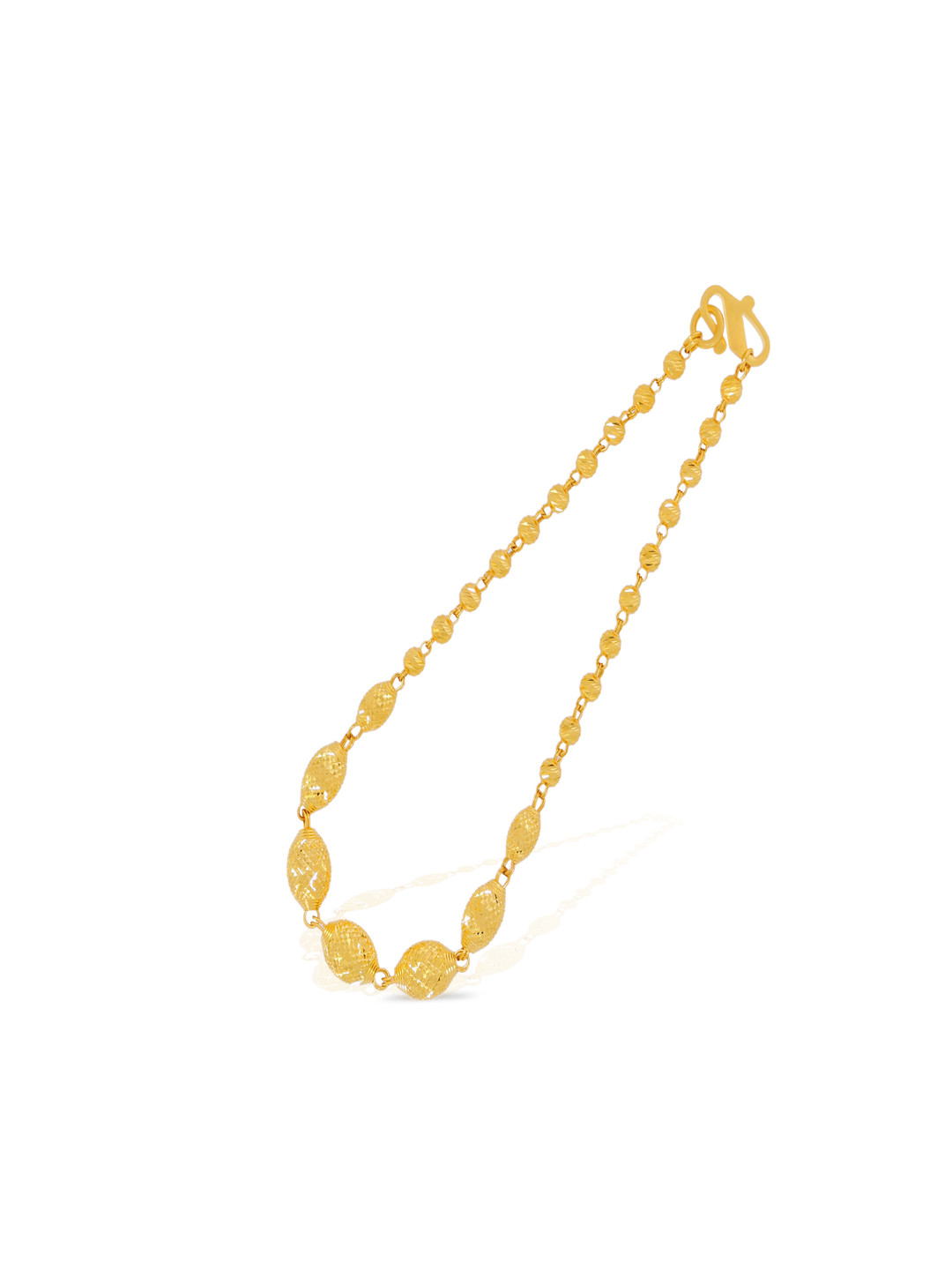 BHIMA 22K BIS Hallmark 916 Purity Yellow Gold Oval Ball Bracelet