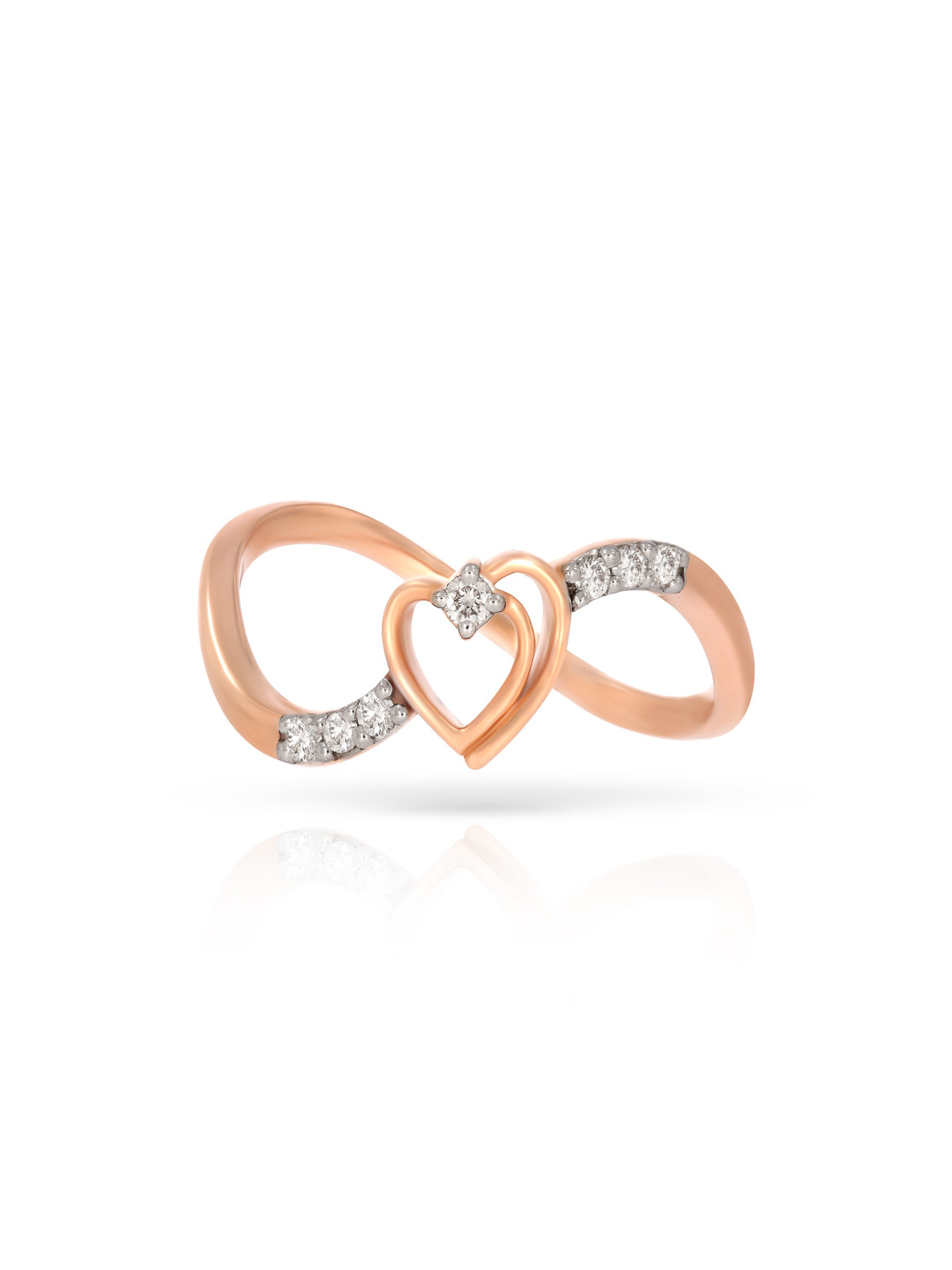 BHIMA 18K BIS Hallmark 750 Purity Rose Gold Infinity Diamond Ring