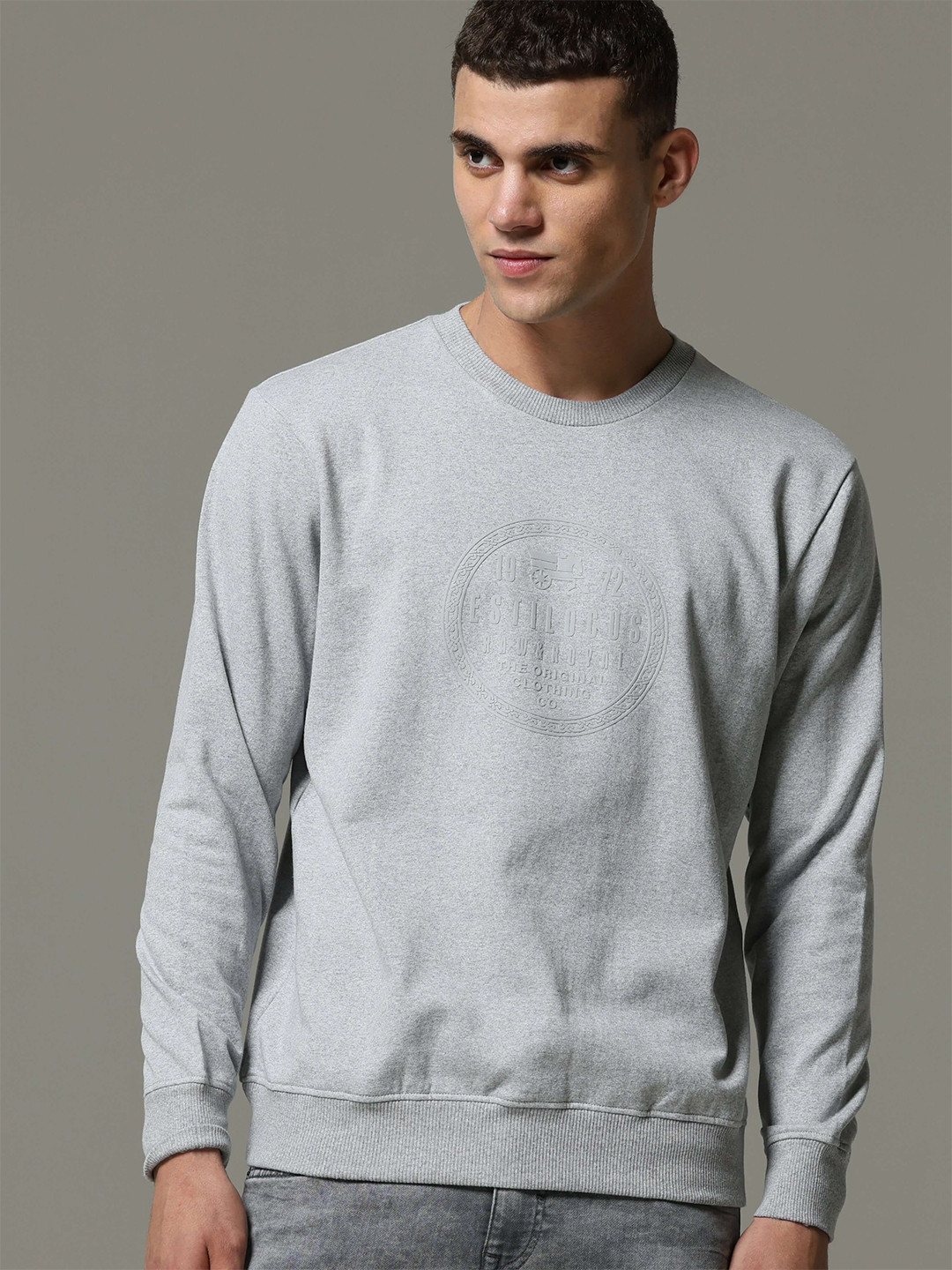 Estilocus Men Round Neck Pullover Sweatshirt