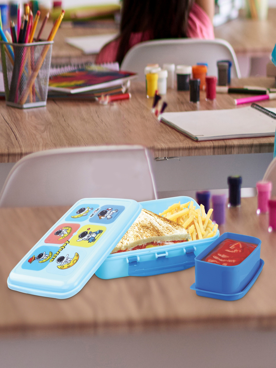Nayasa On The Go DLX Airtight Leakproof BPA Free 2PCs Lunch Box With Spoon and Fork