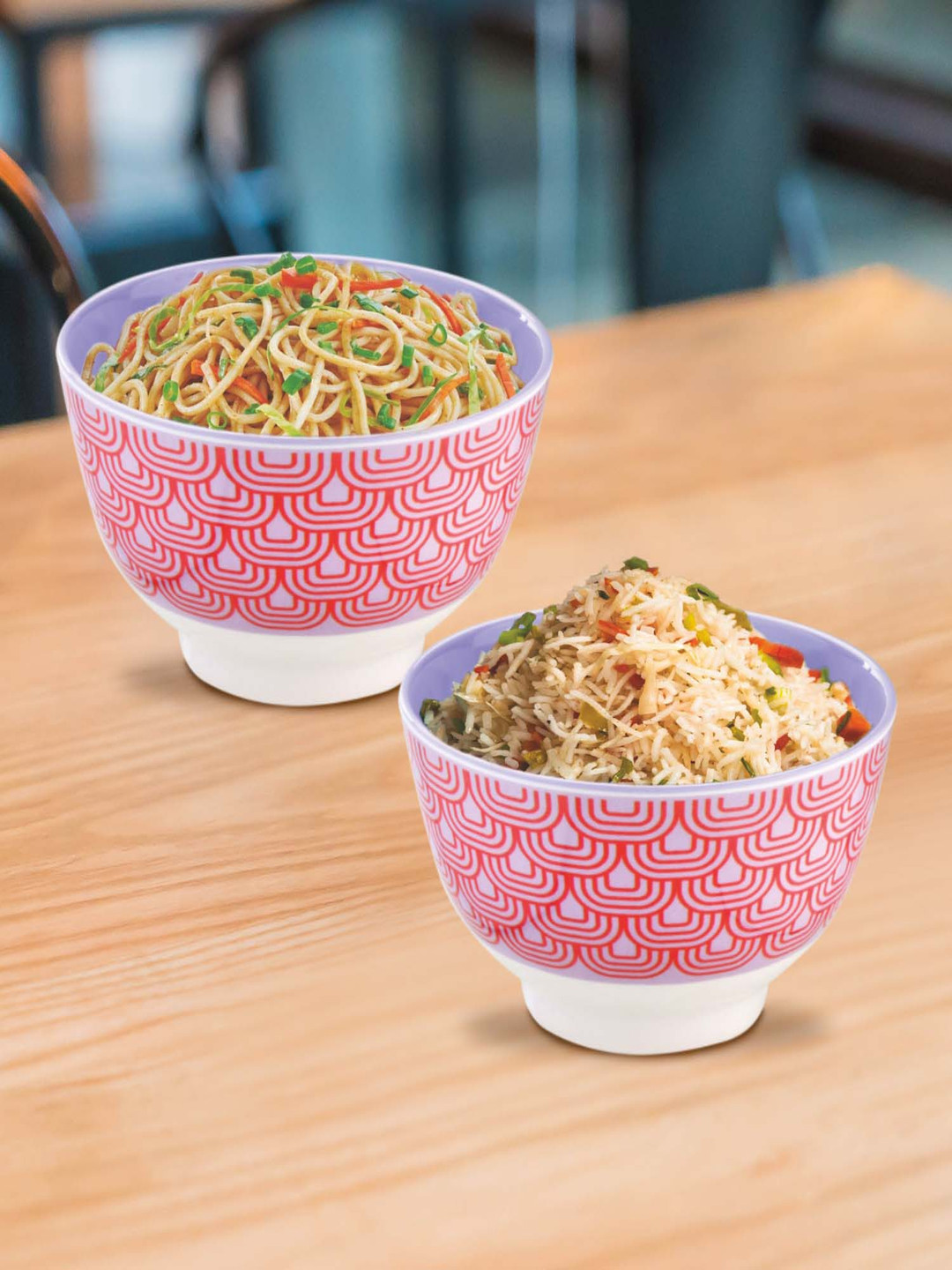 Nayasa Deluxe Set of 2 Violet Melamine Serving Noodle Bowls - 750 ML